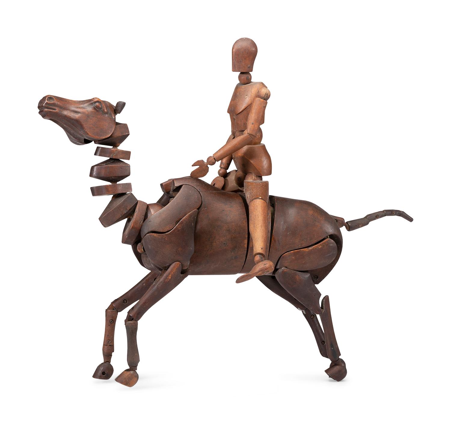 An Articulated Artist's Model Carved Horse and Human Figure