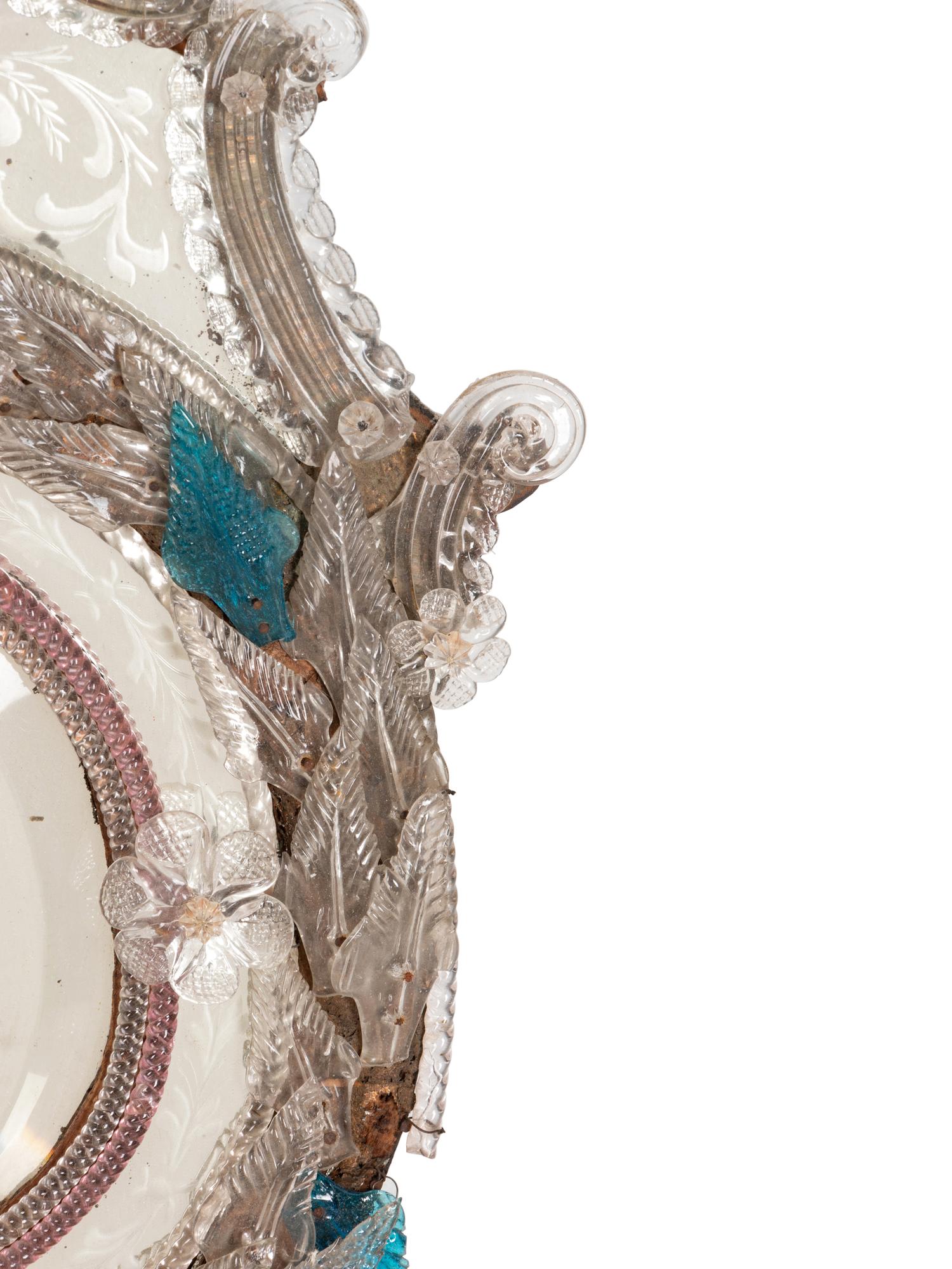 A Venetian Etched Glass Mirror