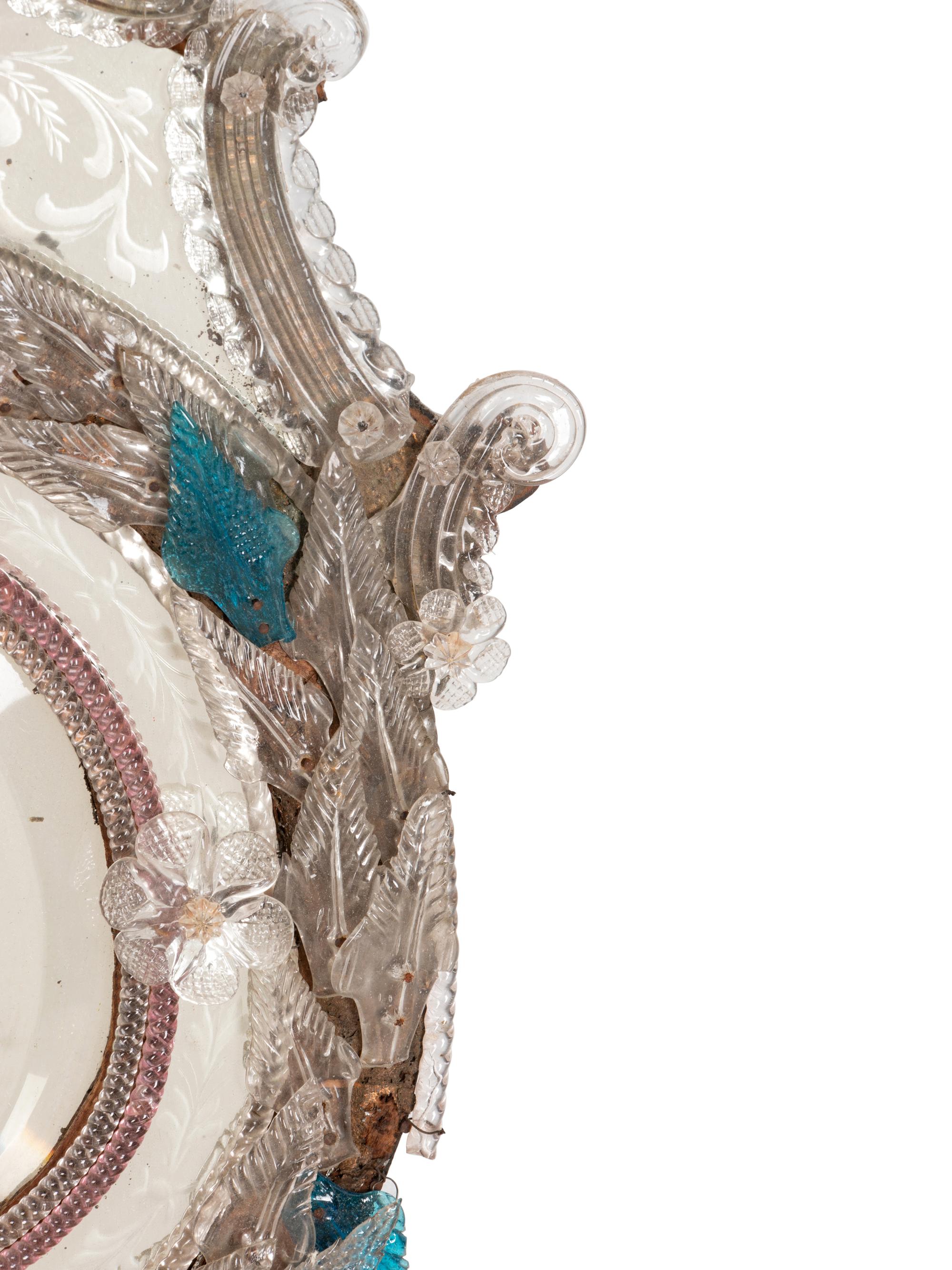 A Venetian Etched Glass Mirror