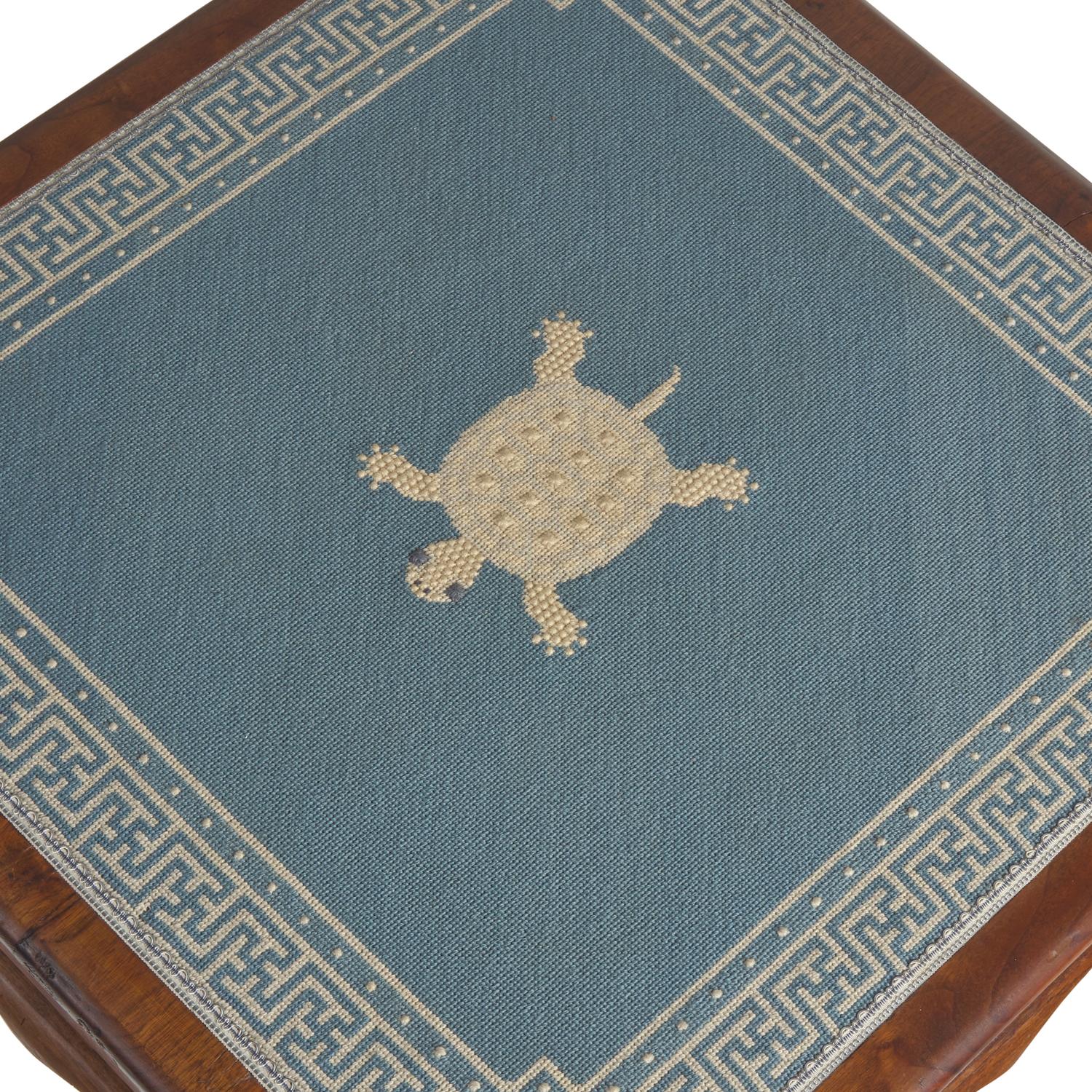 A Chippendale Style Mahogany Games Table Inset with Needlepoint Top