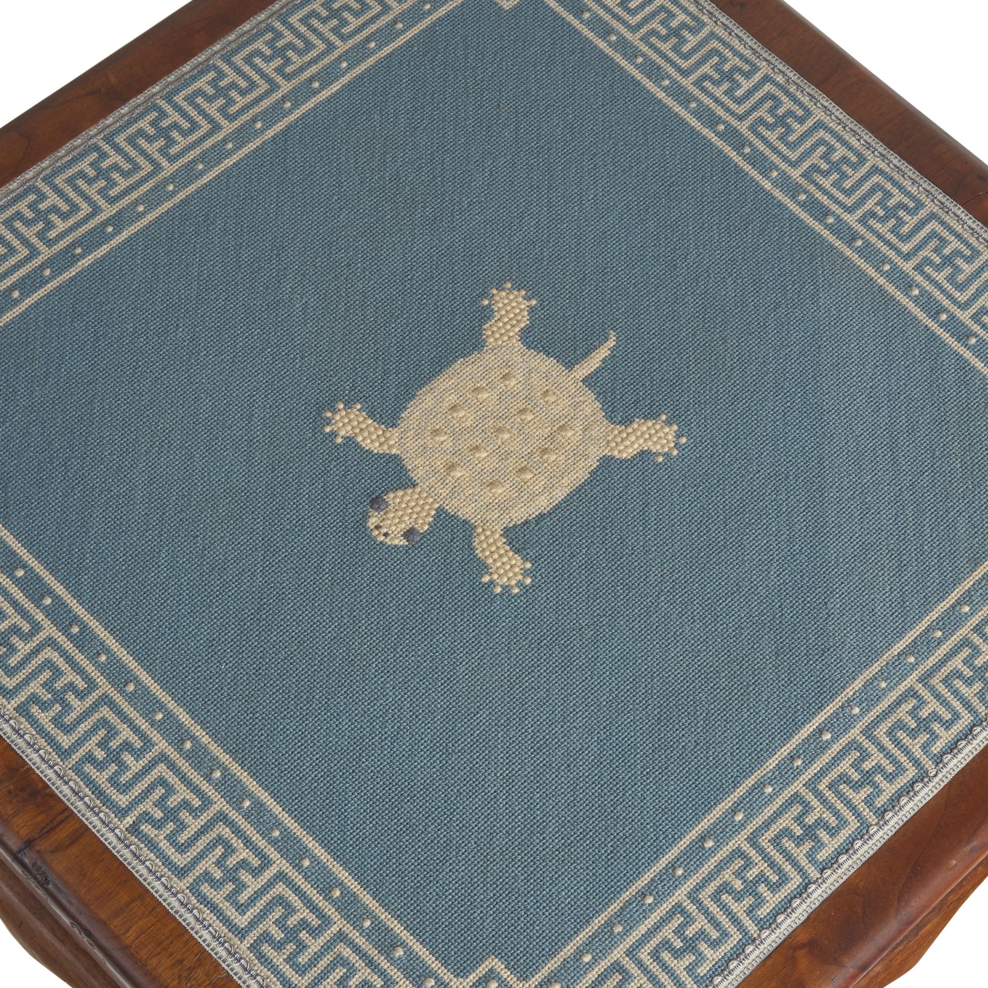 A Chippendale Style Mahogany Games Table Inset with Needlepoint Top