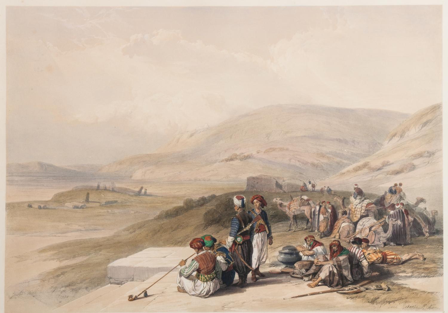 David Roberts, (British, 1796-1864), Six book plates Views of the Holy Land, comprising Approach to Mount Sinai, Jacob's Well at Sheche