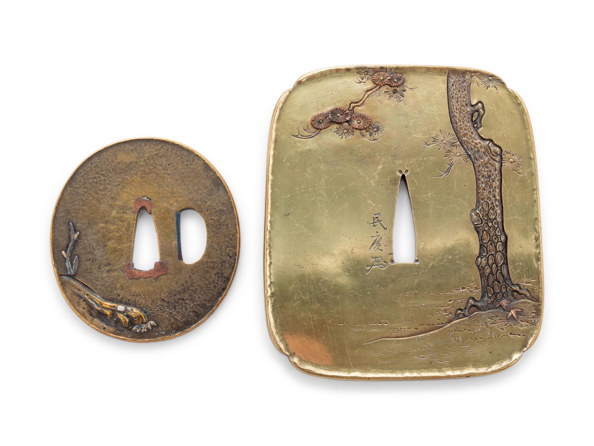 Two Japanese Bronze Tsuba