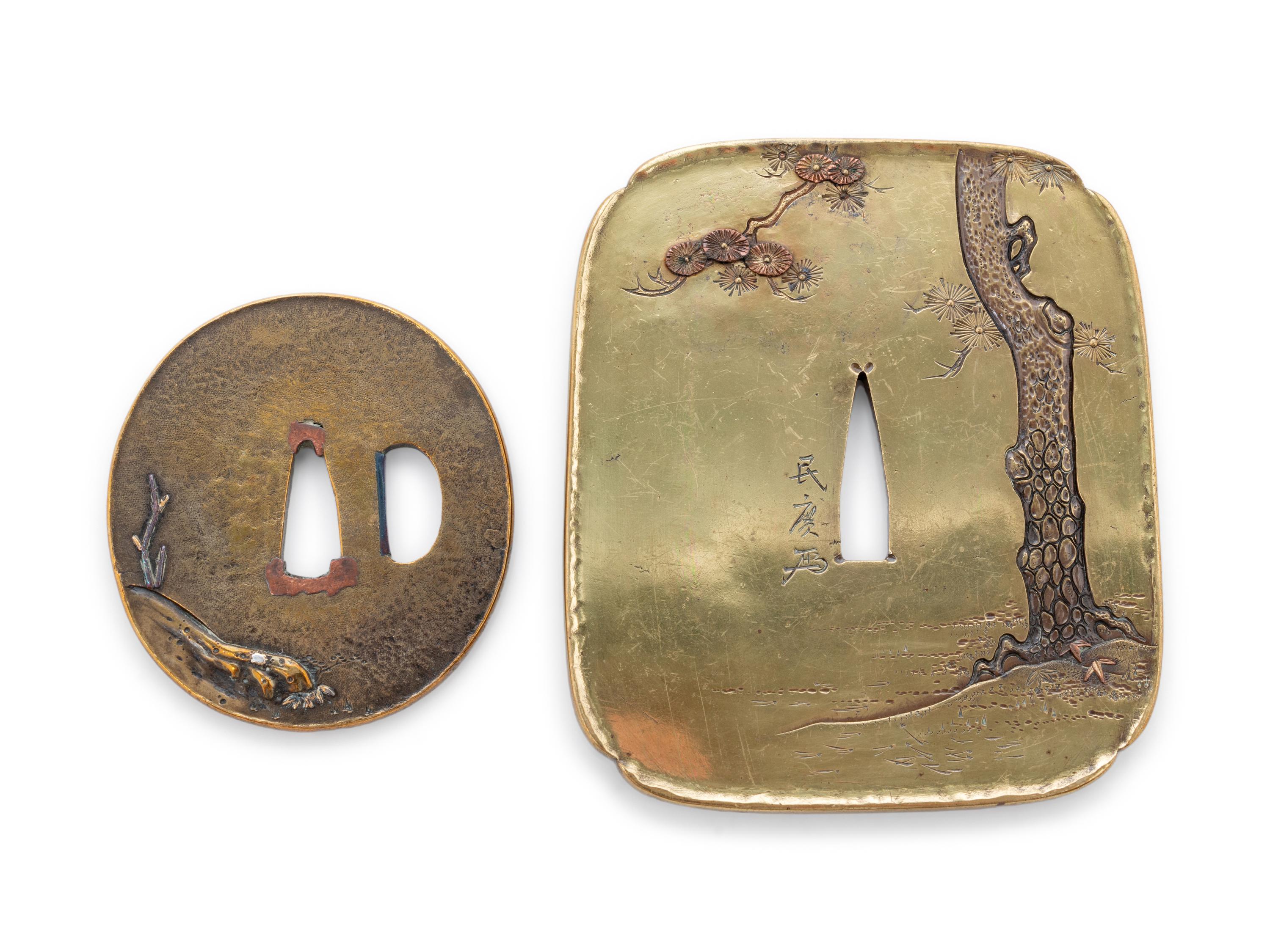 Two Japanese Bronze Tsuba