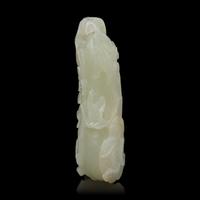 A Small Chinese White Jade Gourd Form Pendant, Qing Dynasty 清 白玉 瓜瓞延綿佩