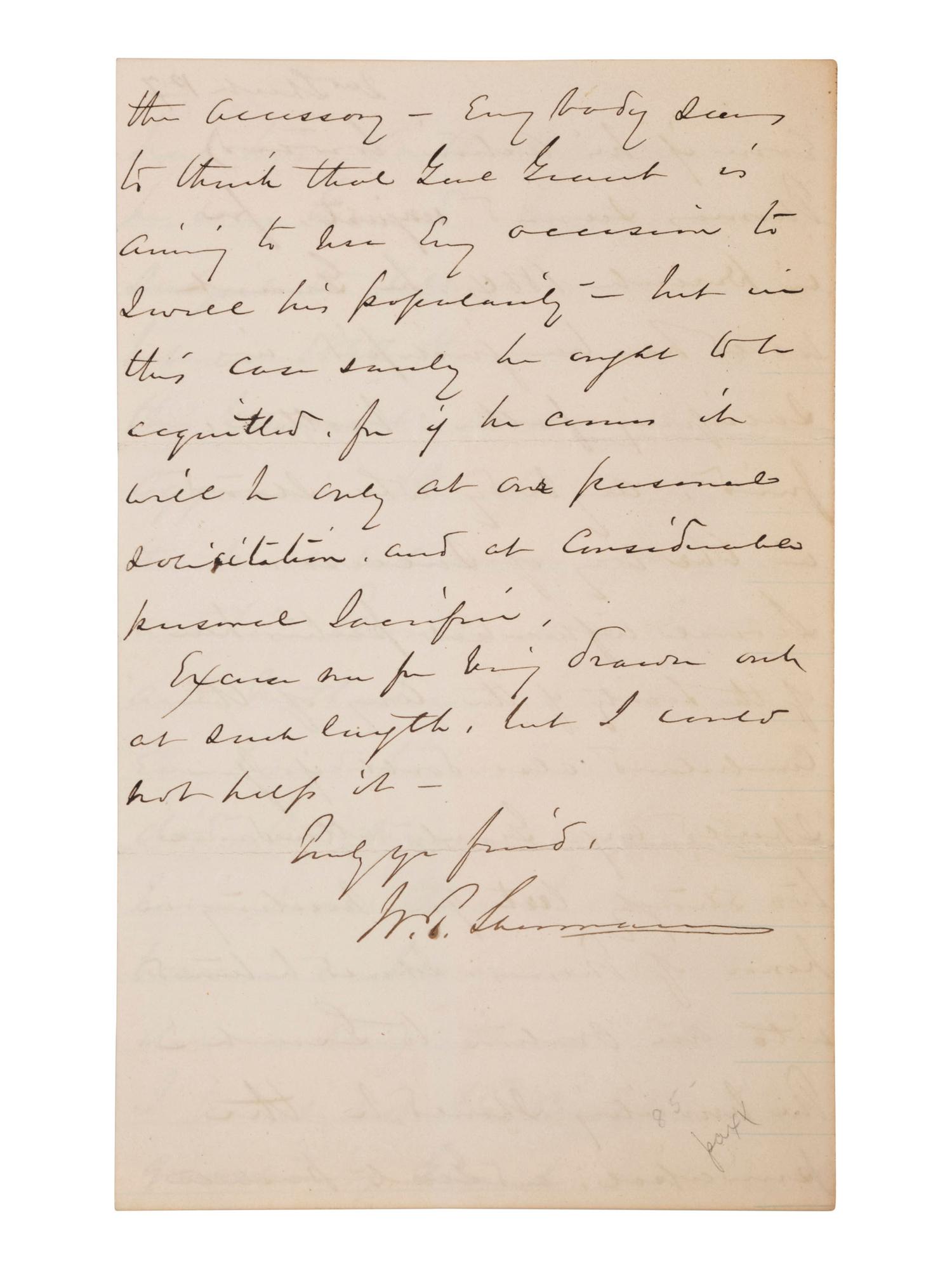 [CIVIL WAR]. SHERMAN, William Tecumseh (1820-1891). Autograph letter signed ("W.T. Sherman"), as Commanding General of the US Army, to General Henry M. Cist (1839-1902). Washington, D.C. 2 November 1879.