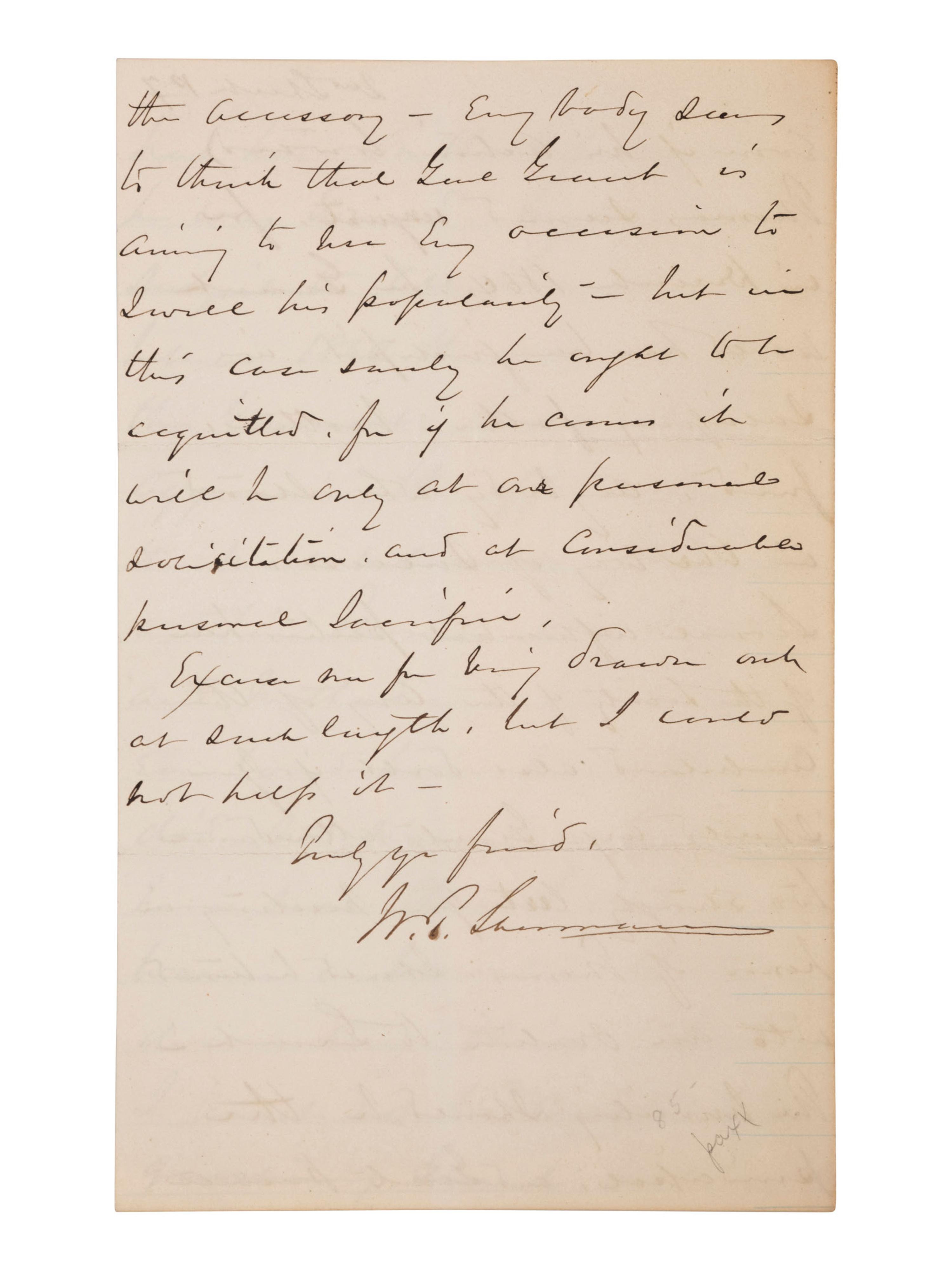 [CIVIL WAR]. SHERMAN, William Tecumseh (1820-1891). Autograph letter signed ("W.T. Sherman"), as Commanding General of the US Army, to General Henry M. Cist (1839-1902). Washington, D.C. 2 November 1879.
