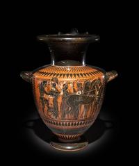 An Attic Black-Figured Hydria with Herakles Mounting His Quadriga
