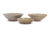 Three Chinese Export Celadon Glazed Stoneware Bowls