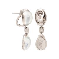 HENRY DUNAY, MOONSTONE AND DIAMOND EARRINGS
