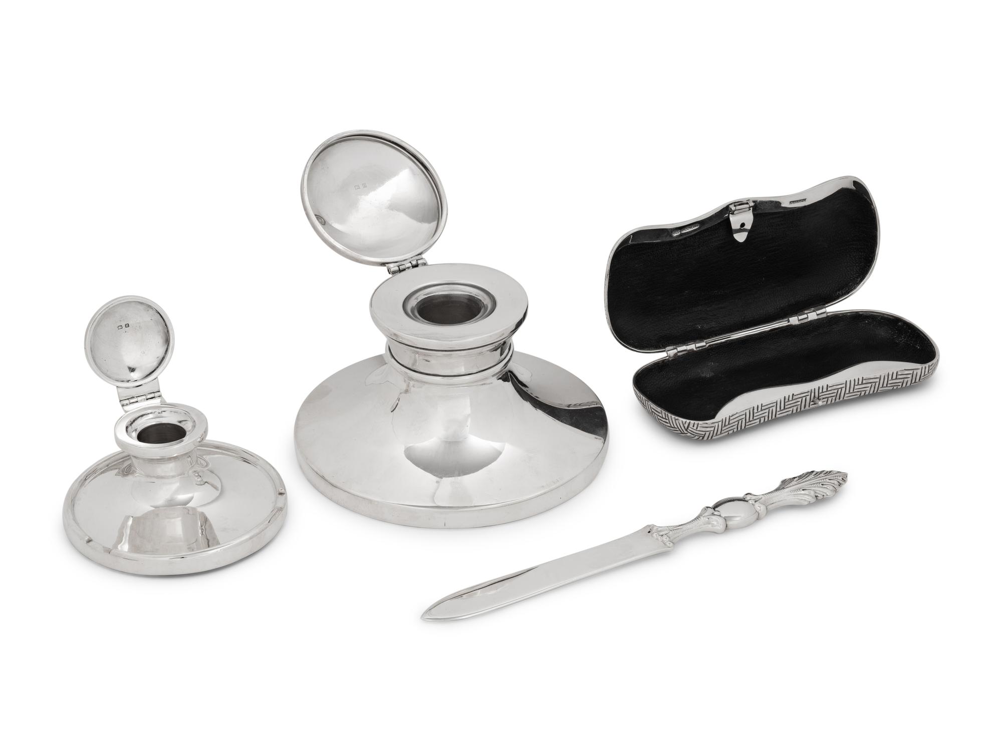 A Group of Four Silver Desk Articles