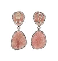 DIAMOND AND PINK AVENTURINE EARCLIPS