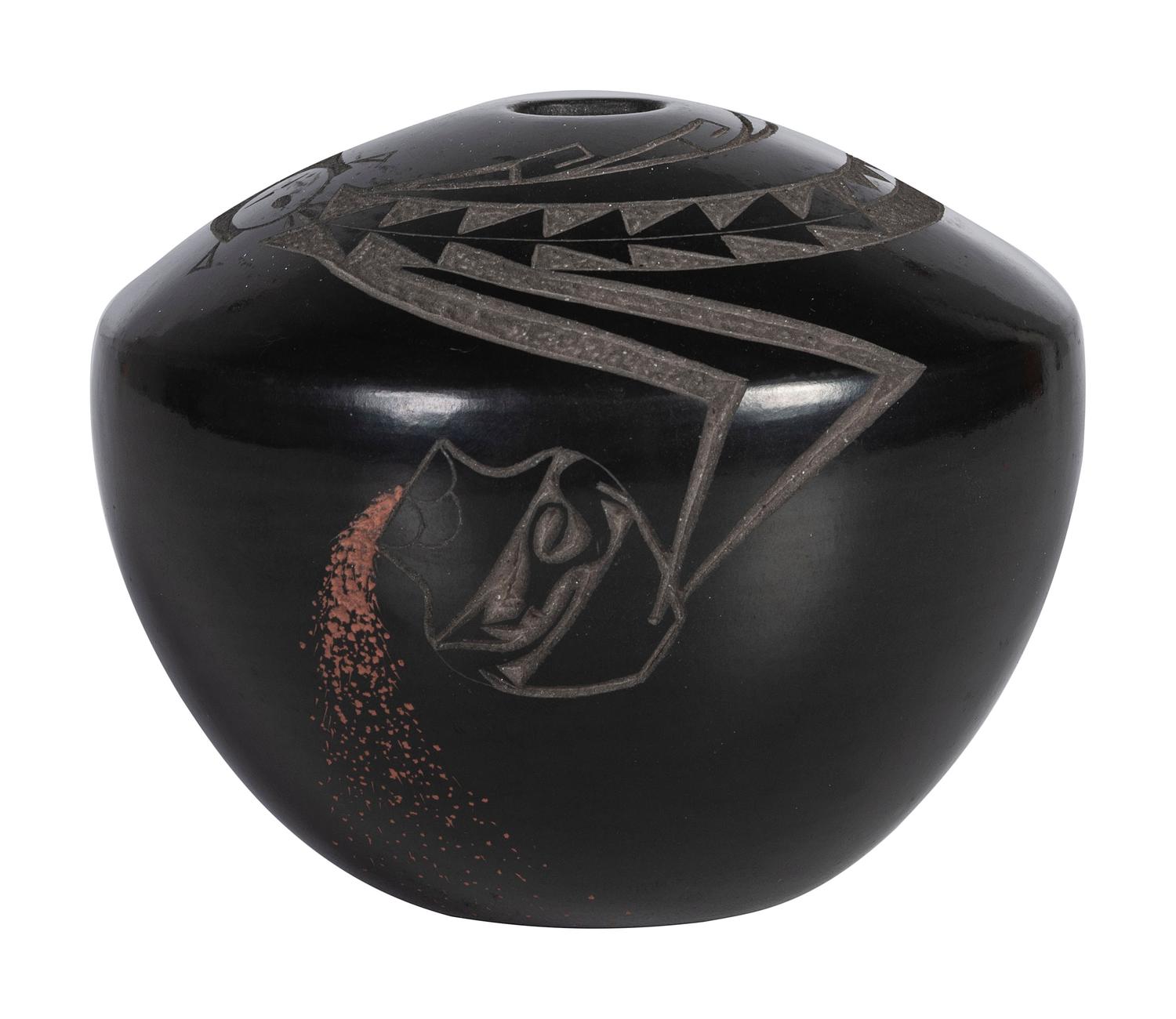 Blackware Pottery Jar, with Yei
