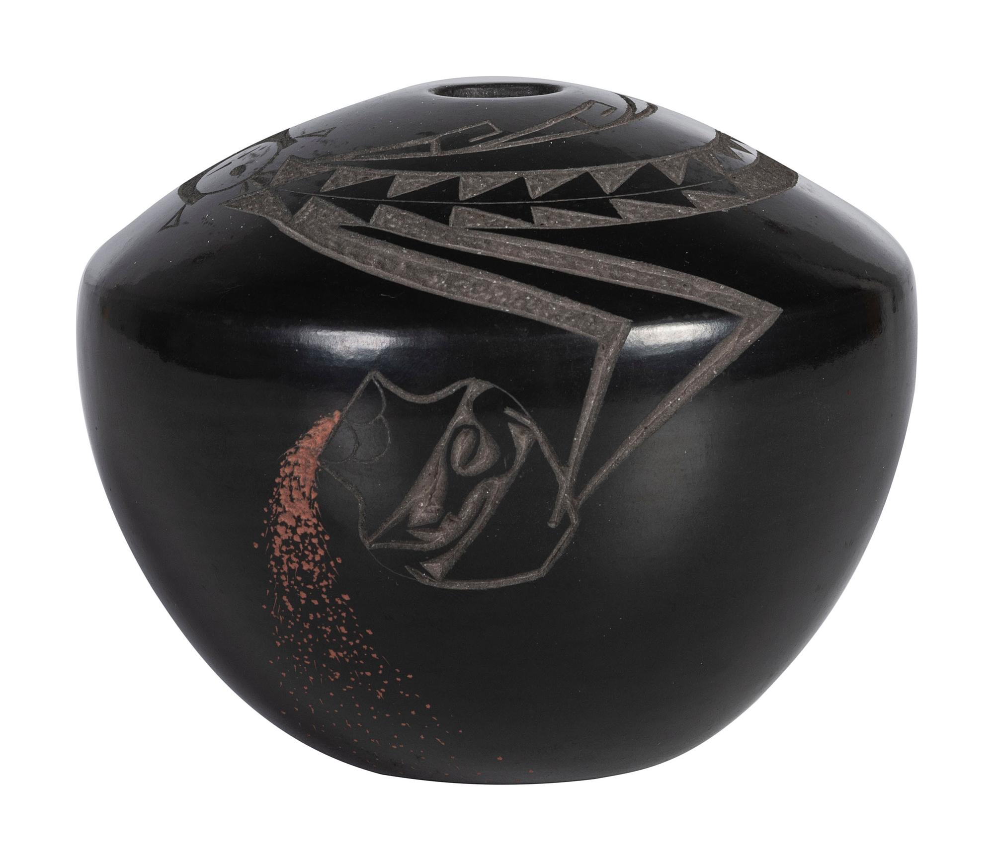 Blackware Pottery Jar, with Yei
