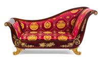 An Empire Gilt Bronze Mounted Mahogany Lit du Jour Height 41 1/2 x width 83 x depth 26 1/2 inches. — 19TH CENTURY