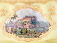 A Meissen Painted and Parcel Gilt Yellow-Ground Porcelain Ink Stand