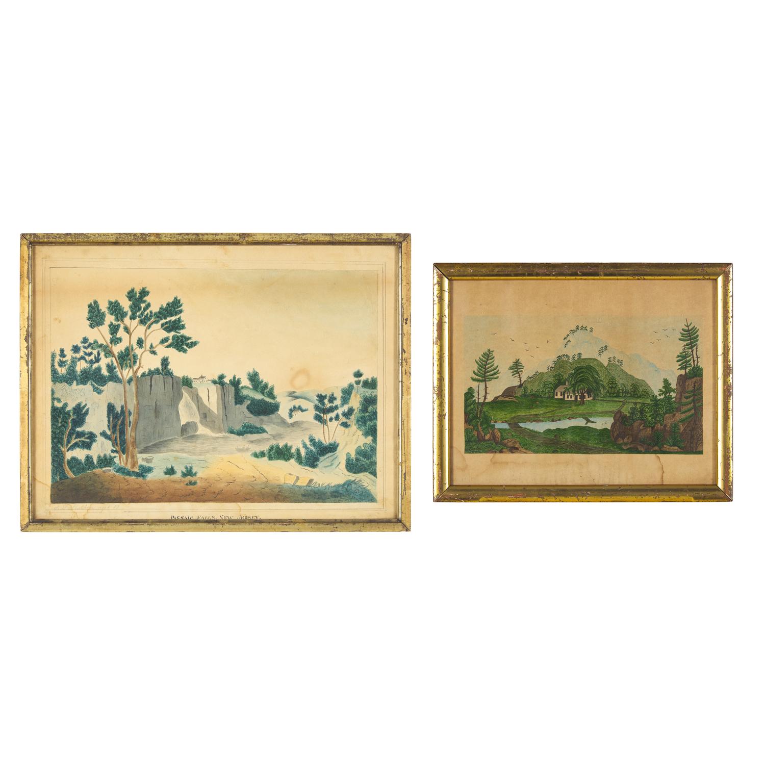 American School 19th Century, Two Drawings of Landscapes