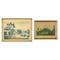 American School 19th Century, Two Drawings of Landscapes