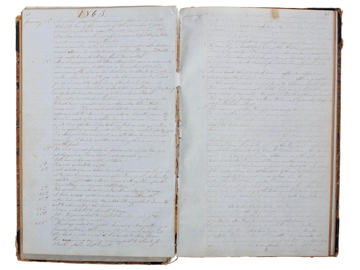 America in Manuscript Diary of Miss Louise St. John (1839-1938), including description of a visit to meet the Lincolns at the White House. Ithaca and New York City, New York, 1852-1867.