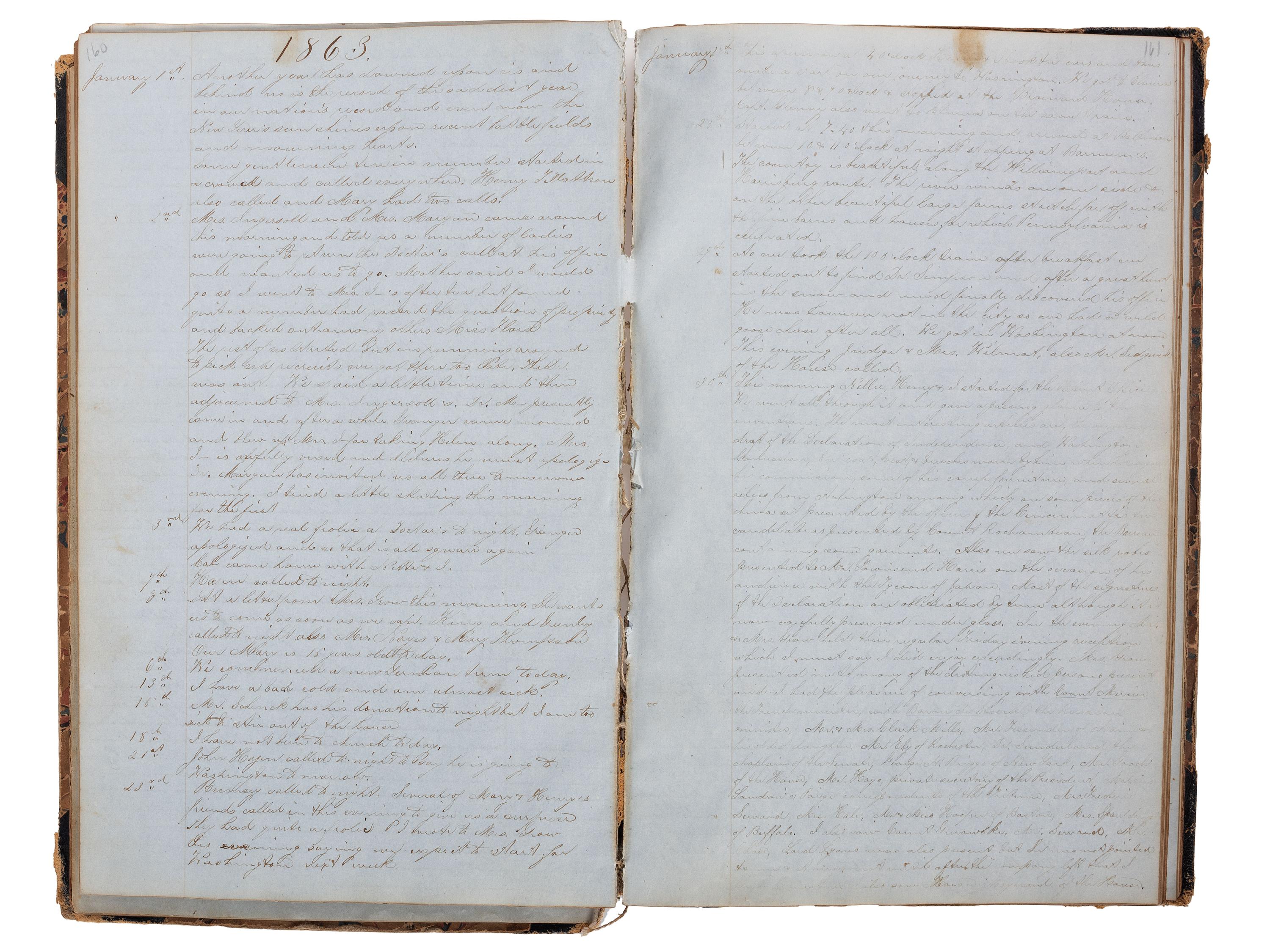 America in Manuscript Diary of Miss Louise St. John (1839-1938), including description of a visit to meet the Lincolns at the White House. Ithaca and New York City, New York, 1852-1867.