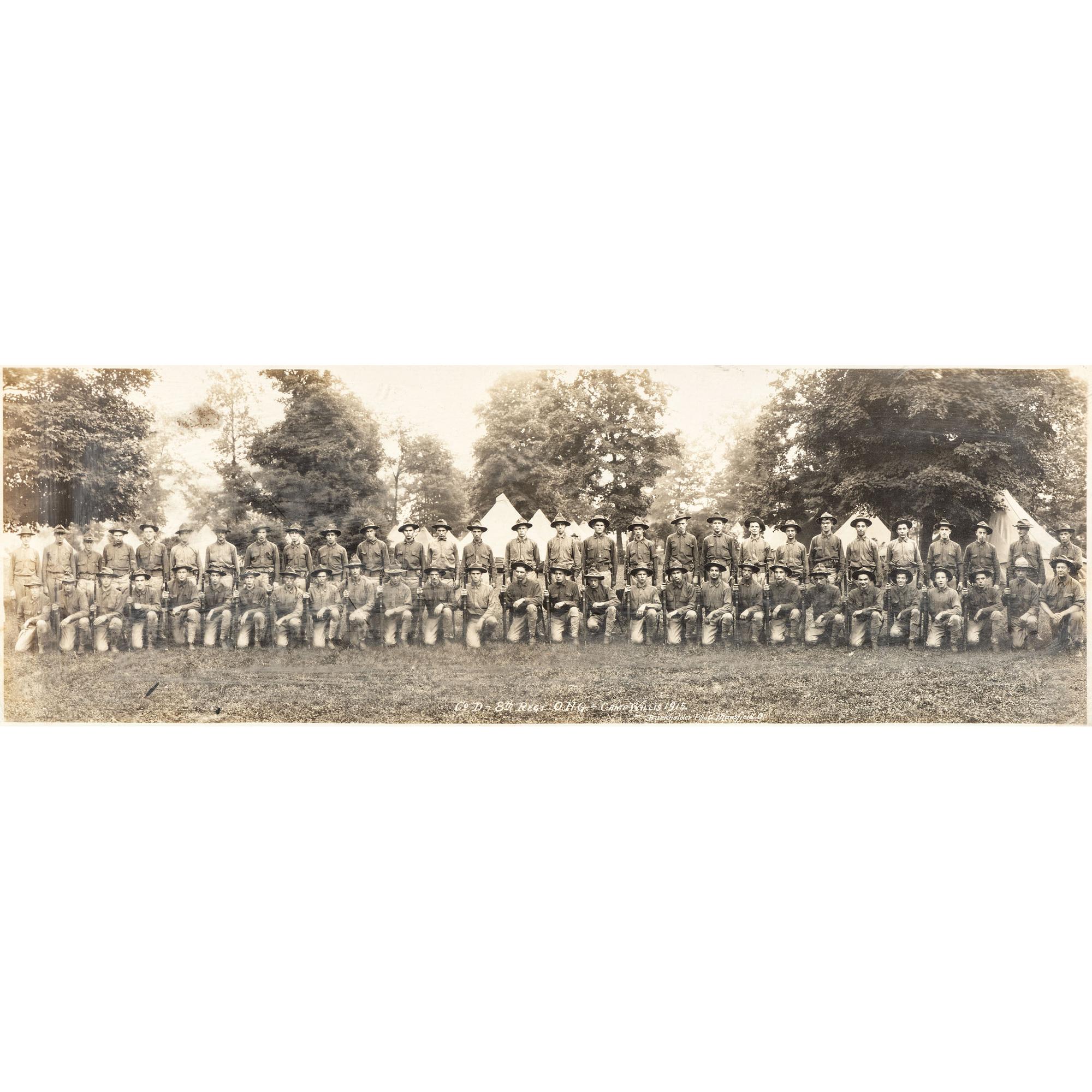 [EARLY PHOTOGRAPHY - MILITARY]. A collection of images featuring military subjects highlighted by regimental group shot, including:
