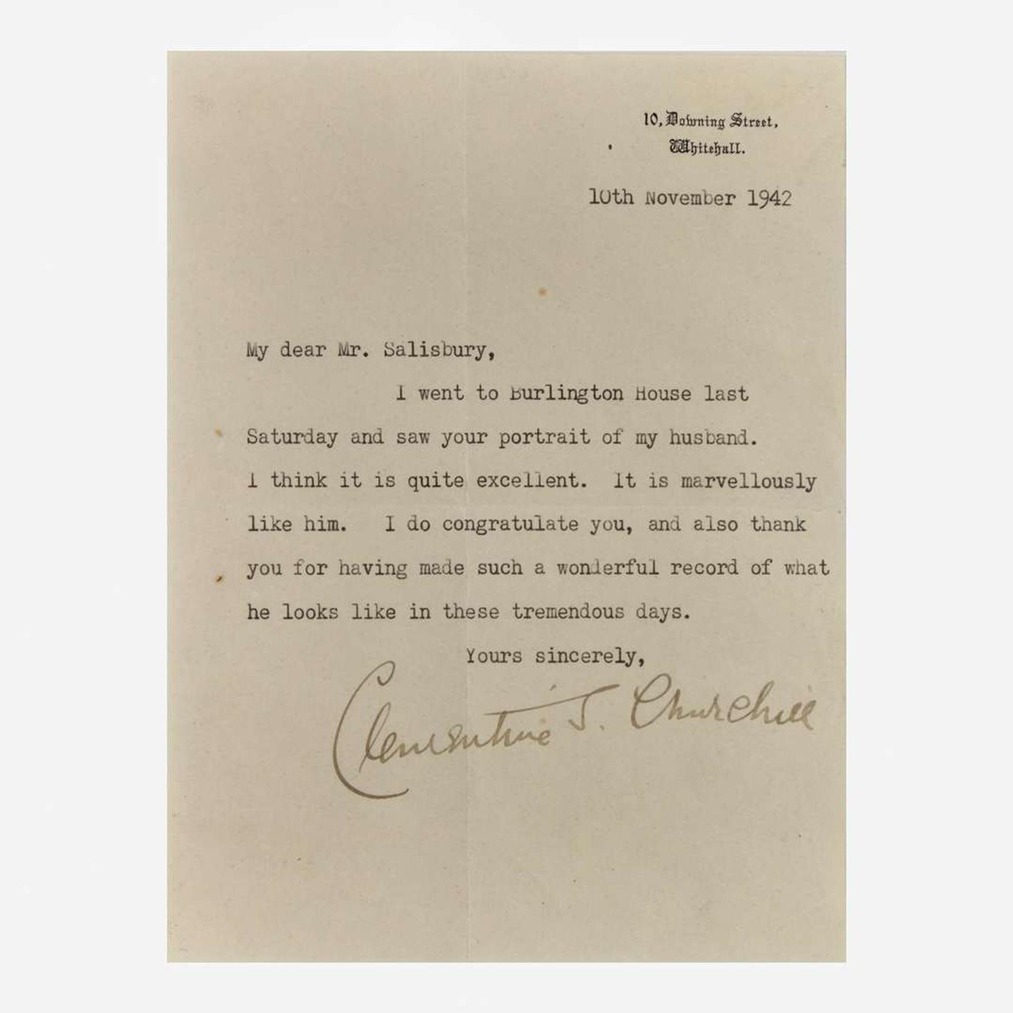 [Churchill, Winston] Churchill, Clementine Two Typed Letters, signed
