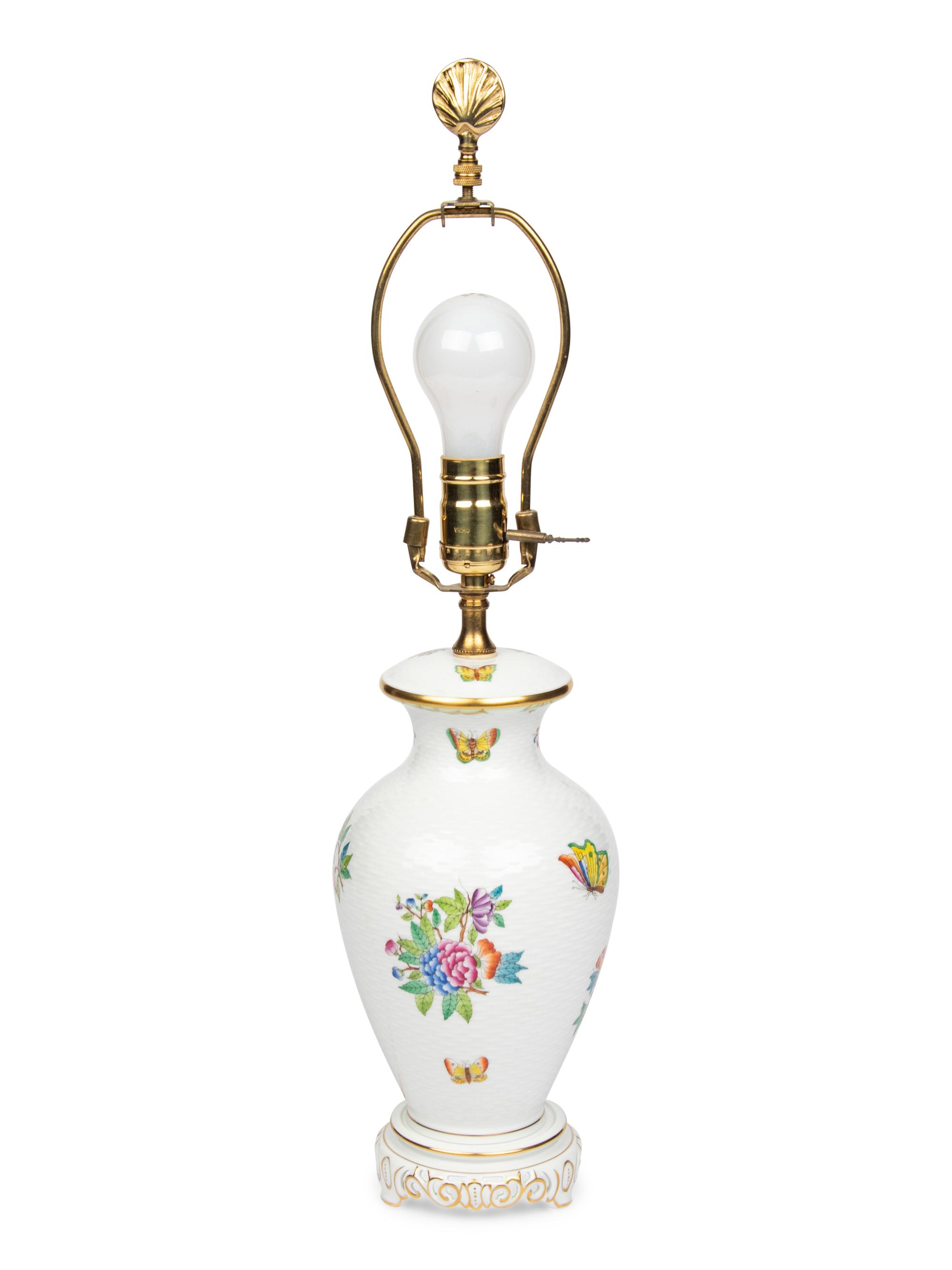 A Herend Porcelain Queen Victoria Lamp