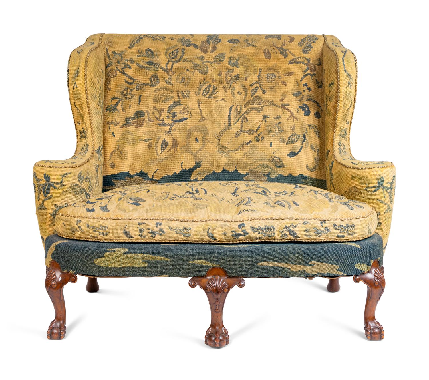 A Pair of George II Style Carved Walnut Settees — 19TH CENTURY