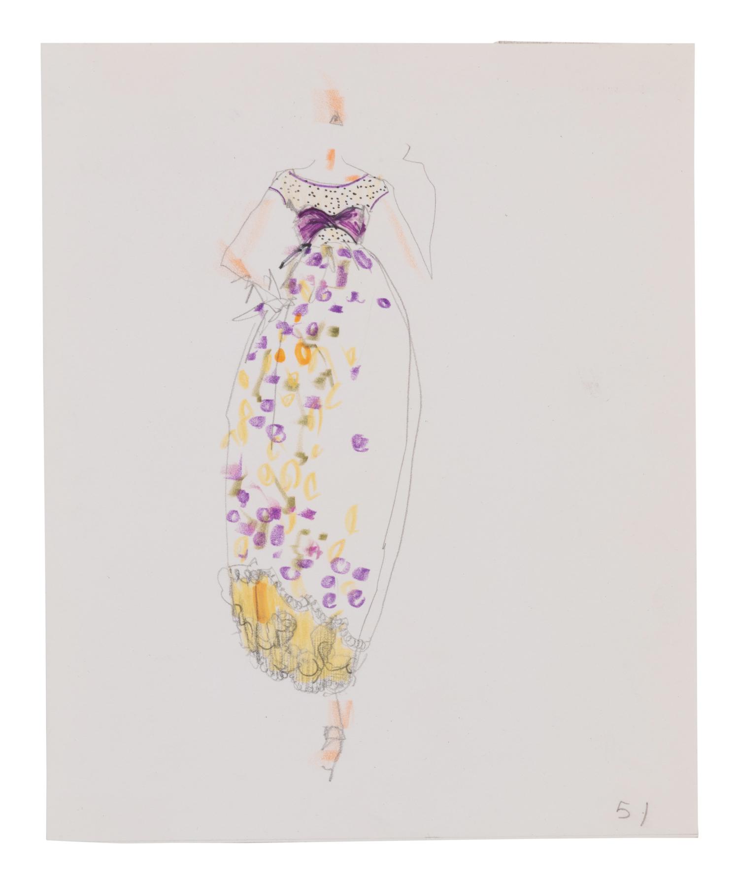 Two Alber Elbaz for Geoffrey Beene Fashion Illustrations, c. 1989