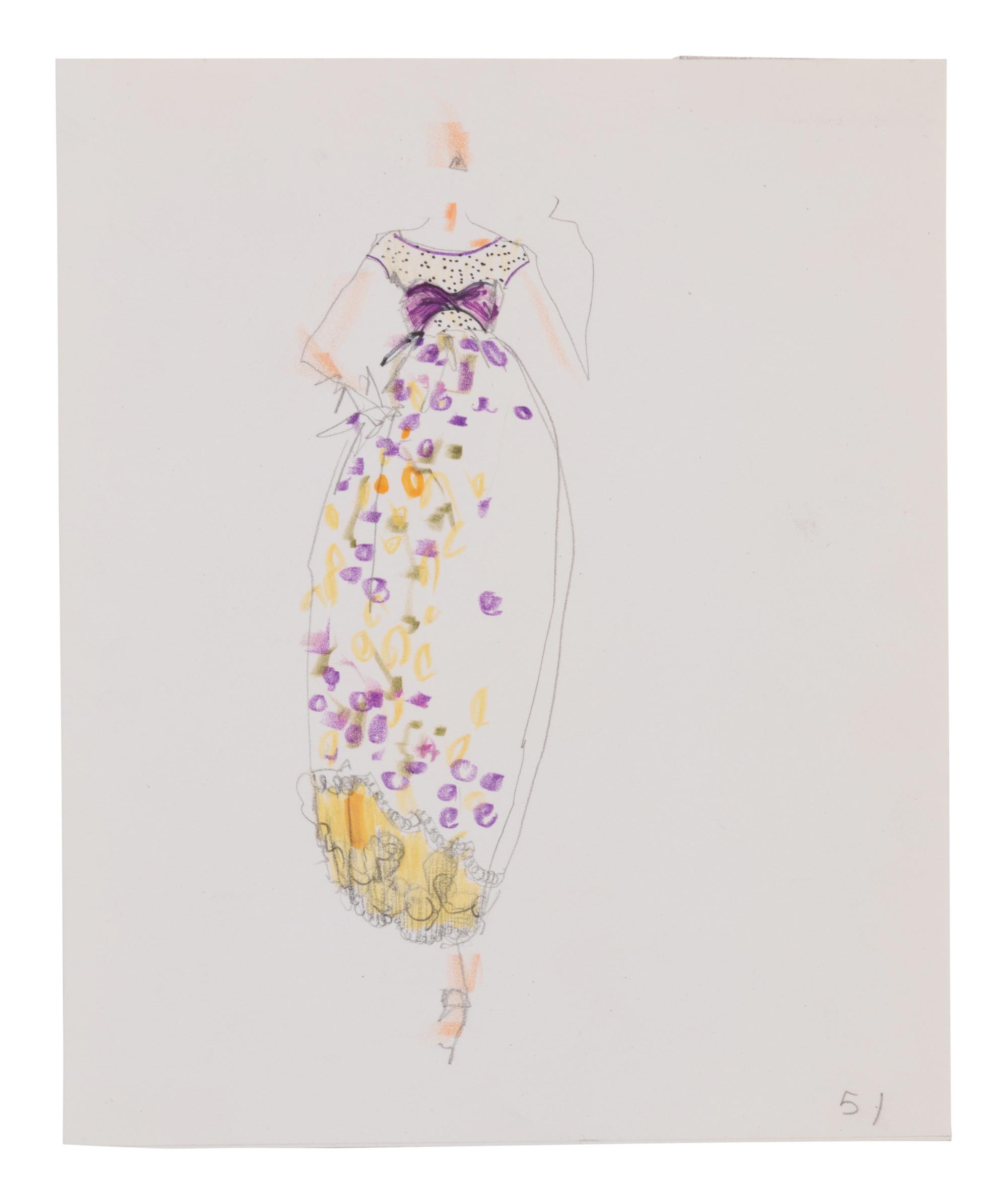 Two Alber Elbaz for Geoffrey Beene Fashion Illustrations, c. 1989