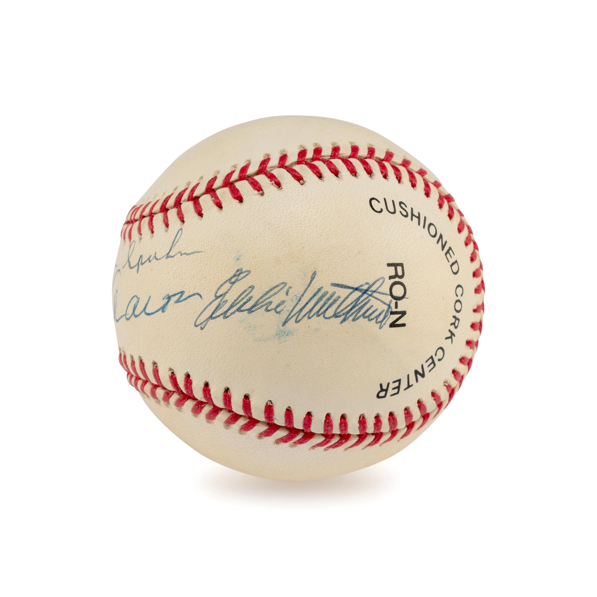 A Hank Aaron, Warren Spahn and Eddie Mathews Braves Hall of Famers Signed Autograph Baseball (Beckett Authentication Services)