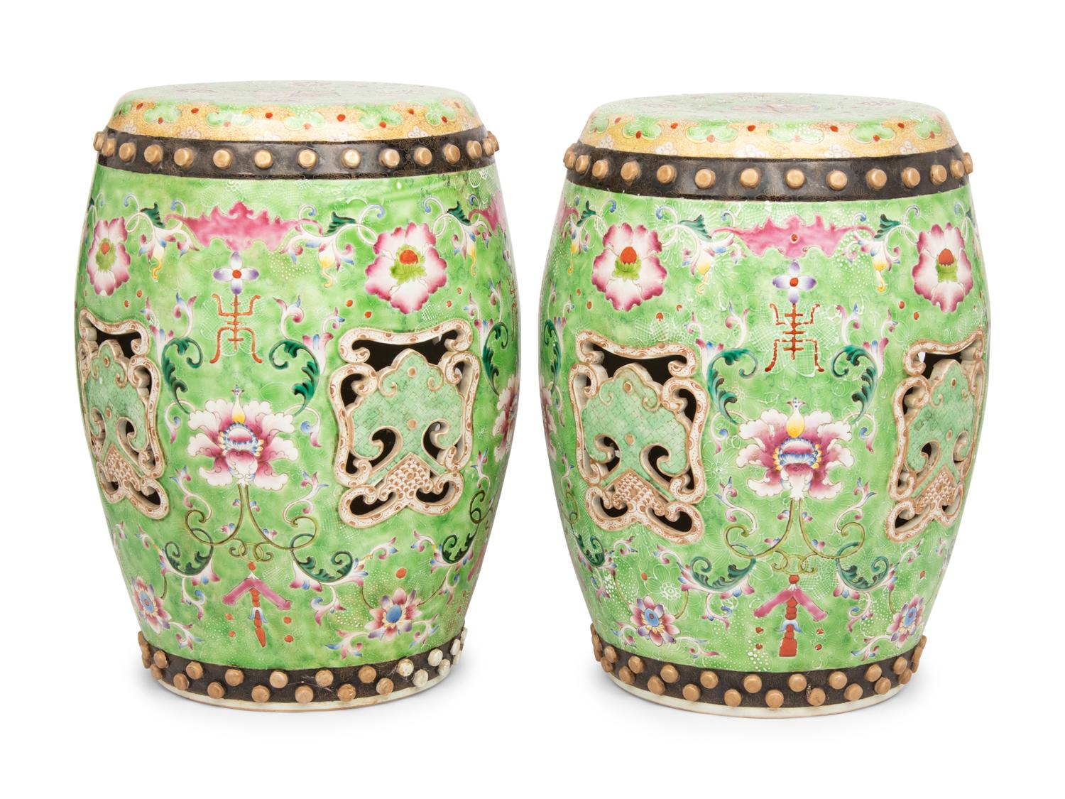 A Pair of Chinese Porcelain Garden Seats