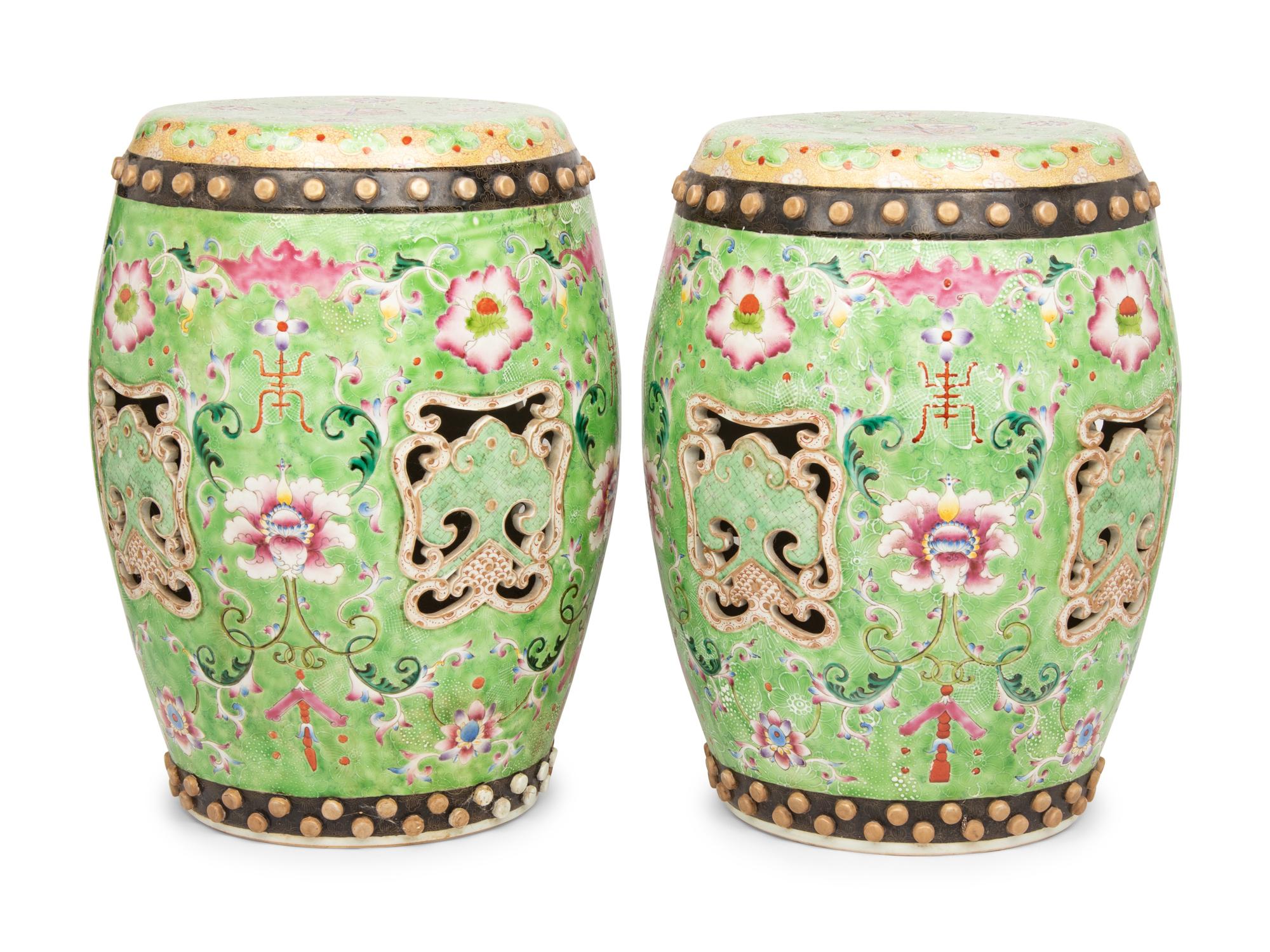 A Pair of Chinese Porcelain Garden Seats