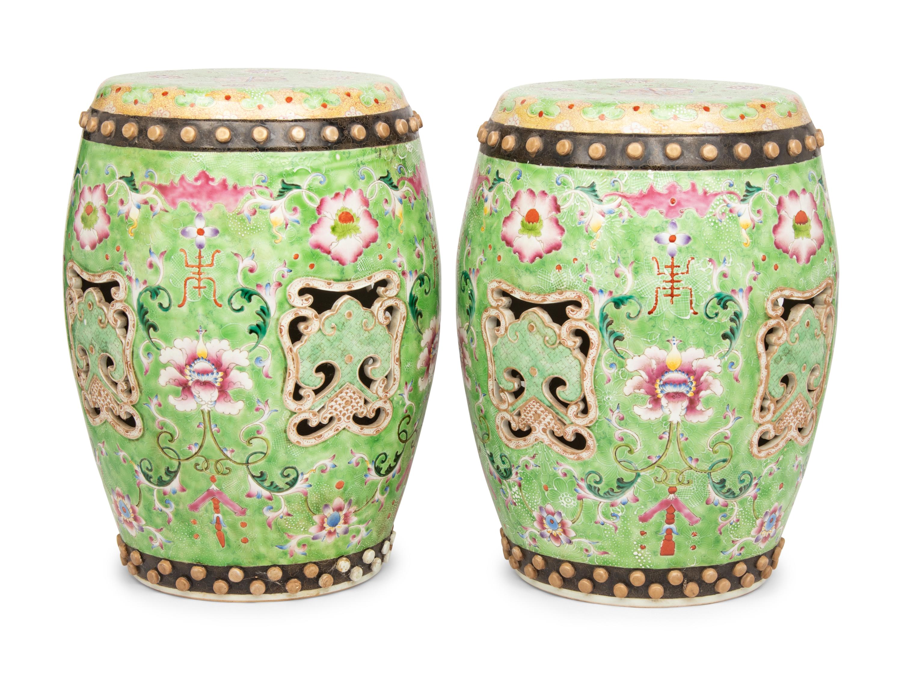 A Pair of Chinese Porcelain Garden Seats