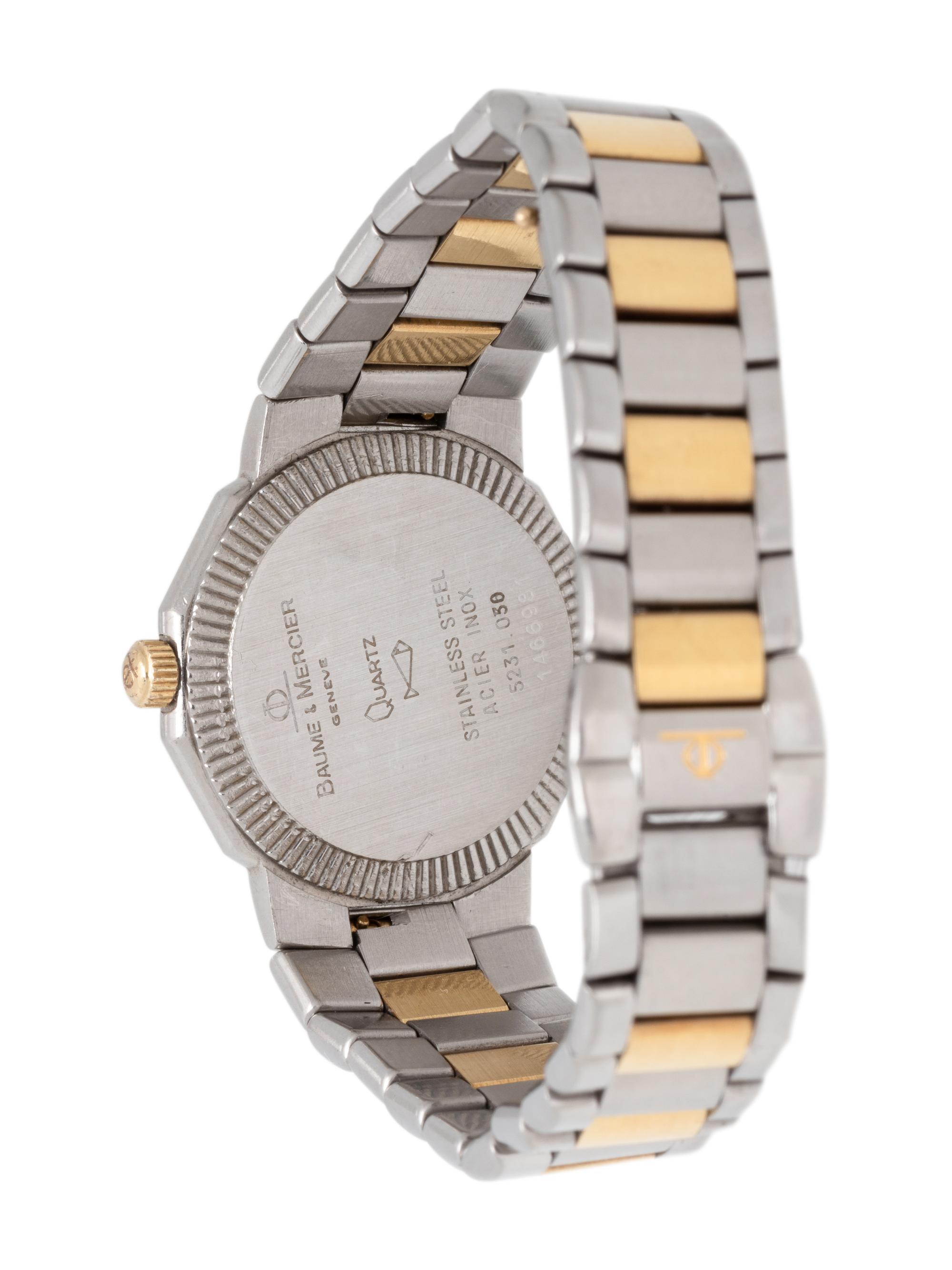 BAUME & MERCIER, YELLOW GOLD, STAINLESS STEEL AND DIAMOND 'RIVIERA' WRISTWATCH