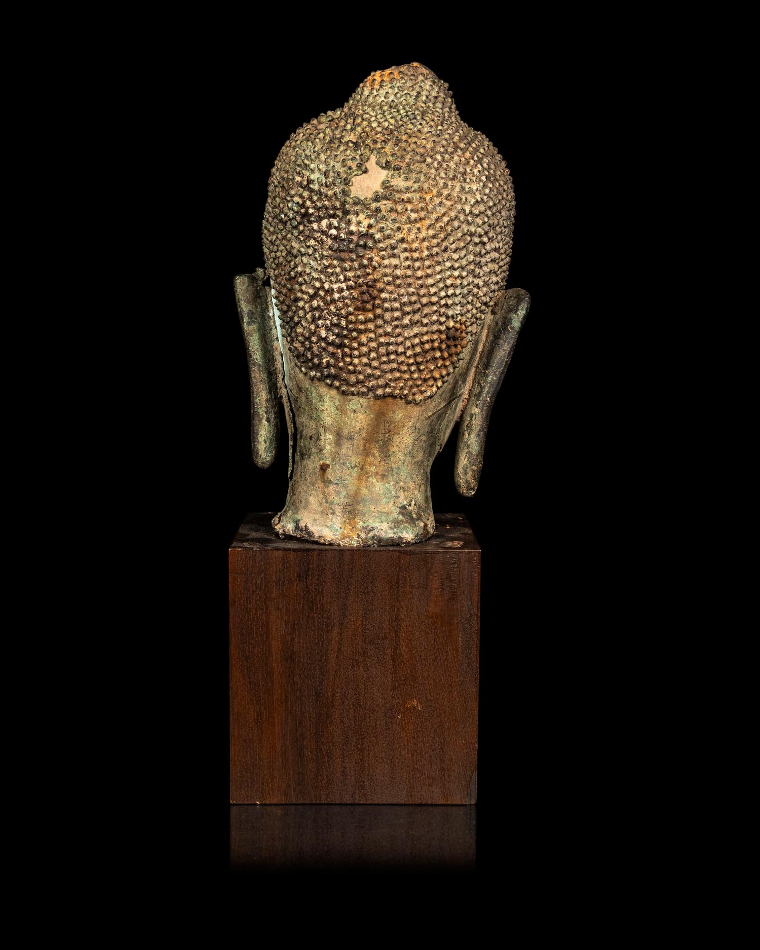 A Thai Bronze Head of Buddha