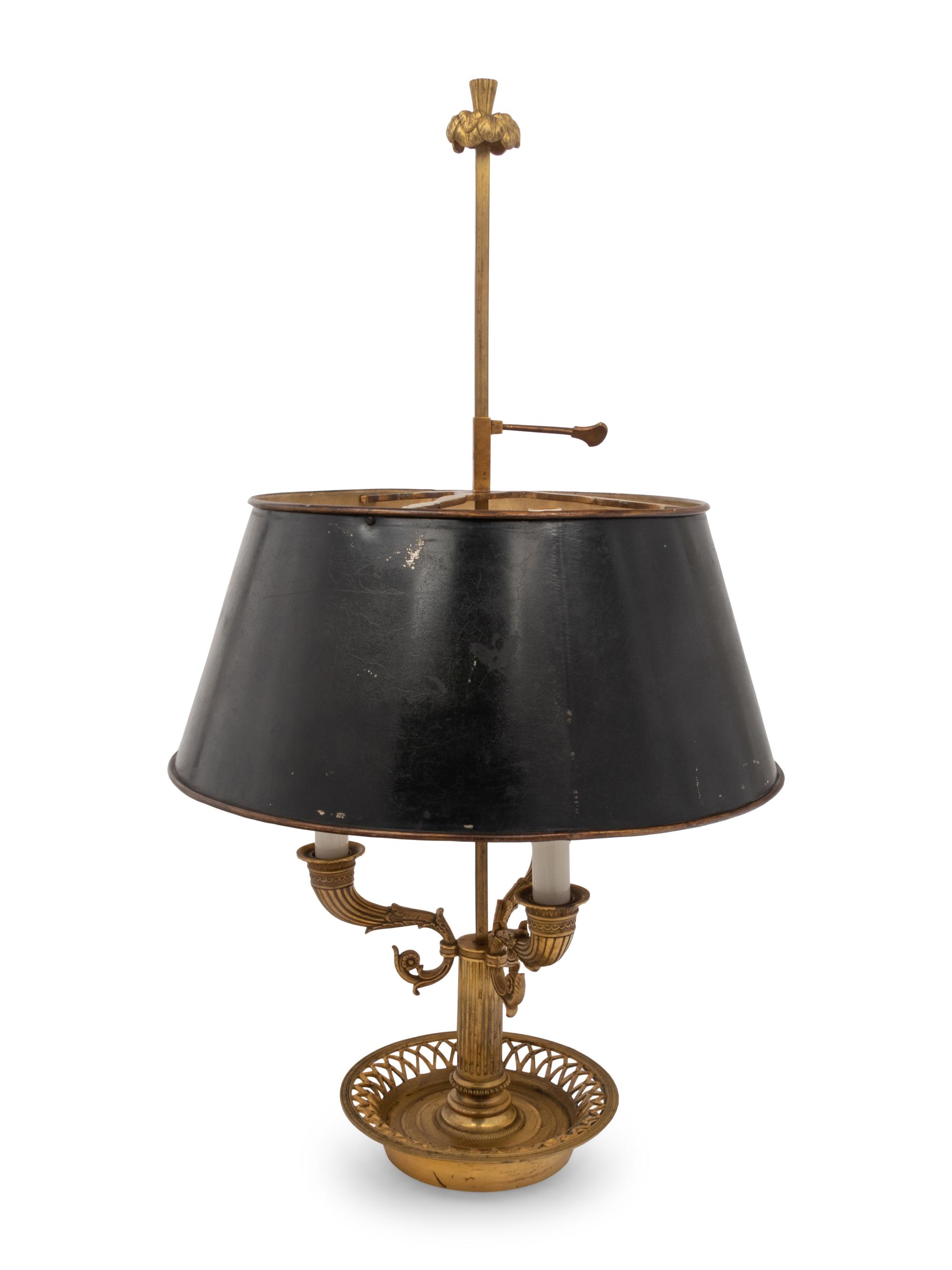 An Empire Style Gilt Bronze Bouillotte Three-Light Lamp