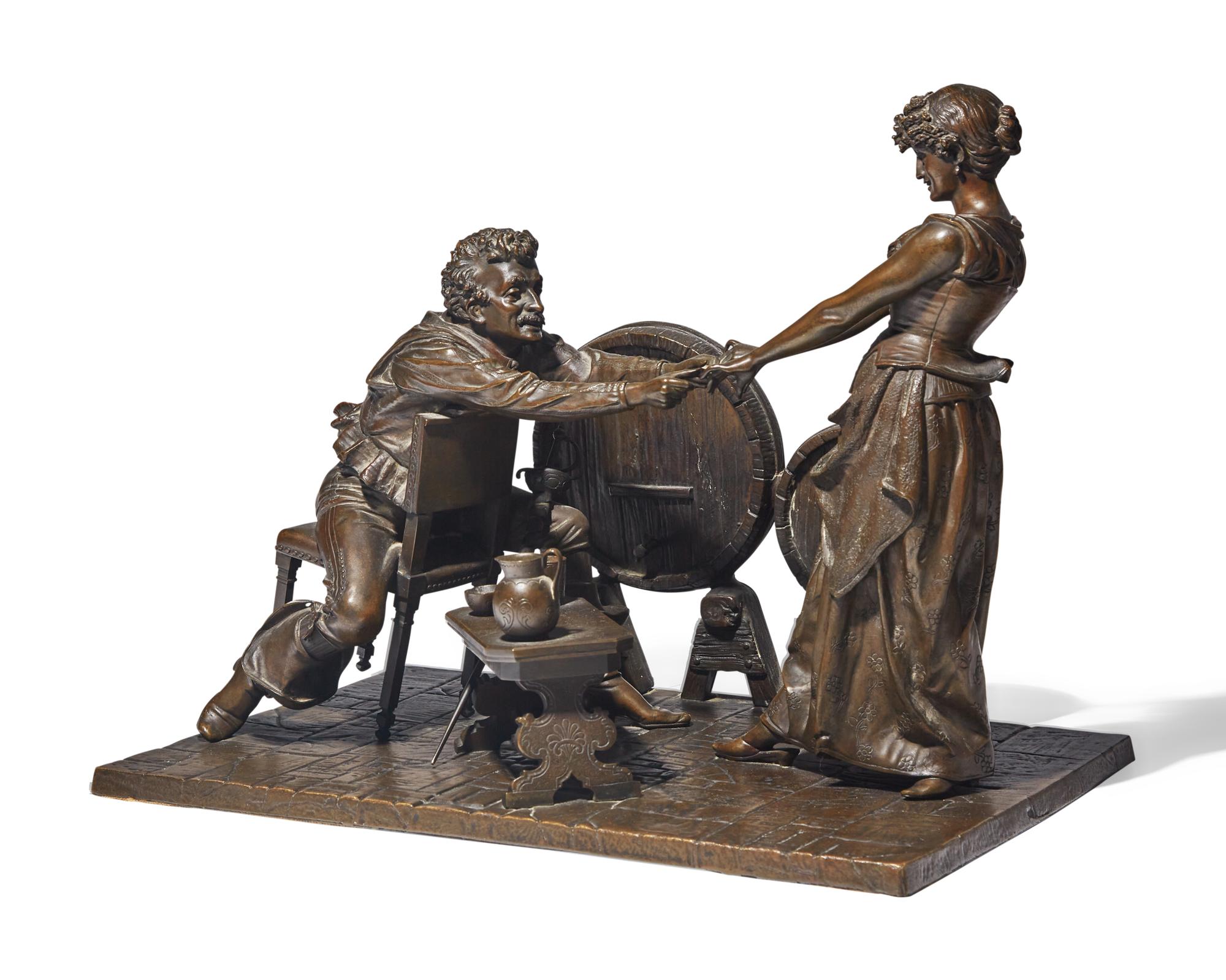 Antonio Pandiani (Italian, 1838-1928), A Bronze Sculpture: The Proposal , Milan, Italy, dated "1889"