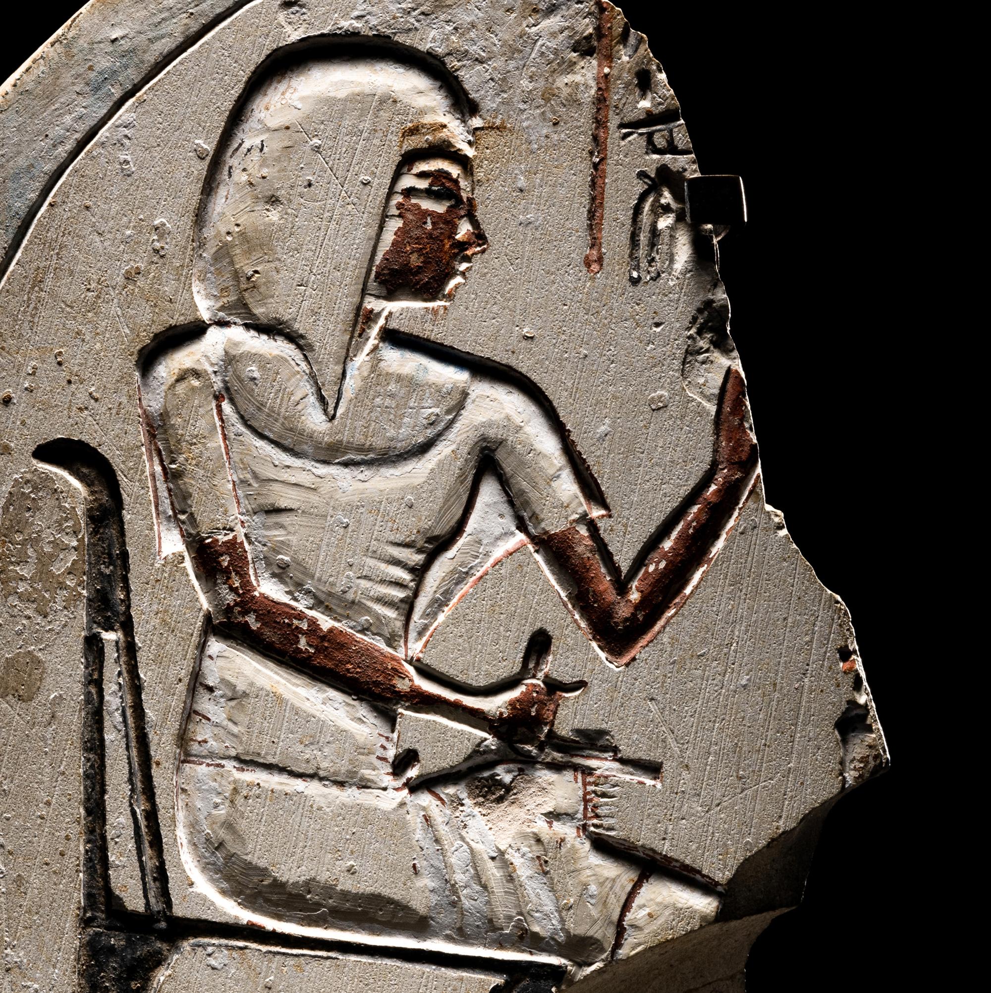 An Egyptian Painted Limestone Stele of Simut, Second Prophet of Amun