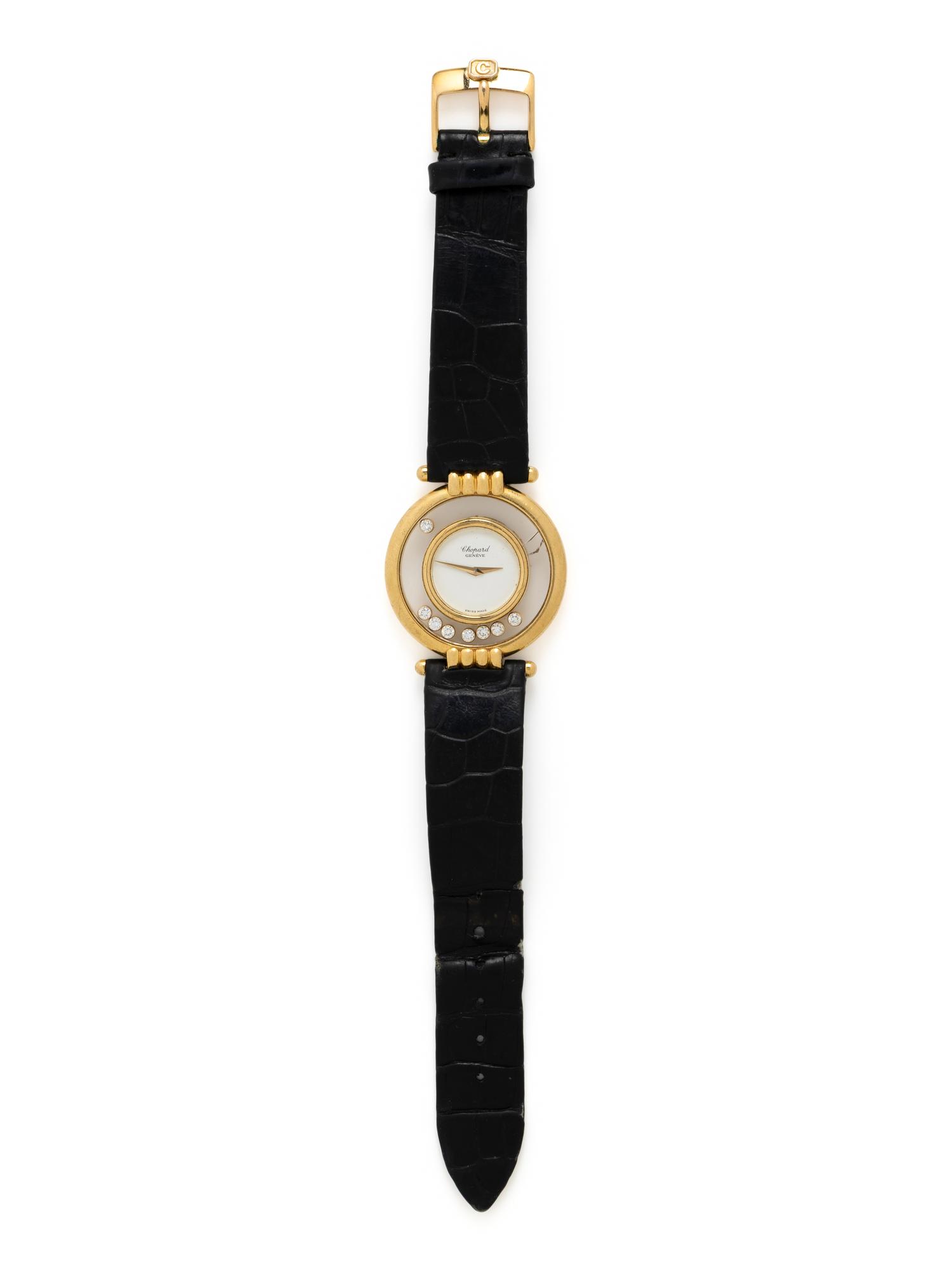 CHOPARD, YELLOW GOLD AND DIAMOND 'HAPPY DIAMONDS' WATCH