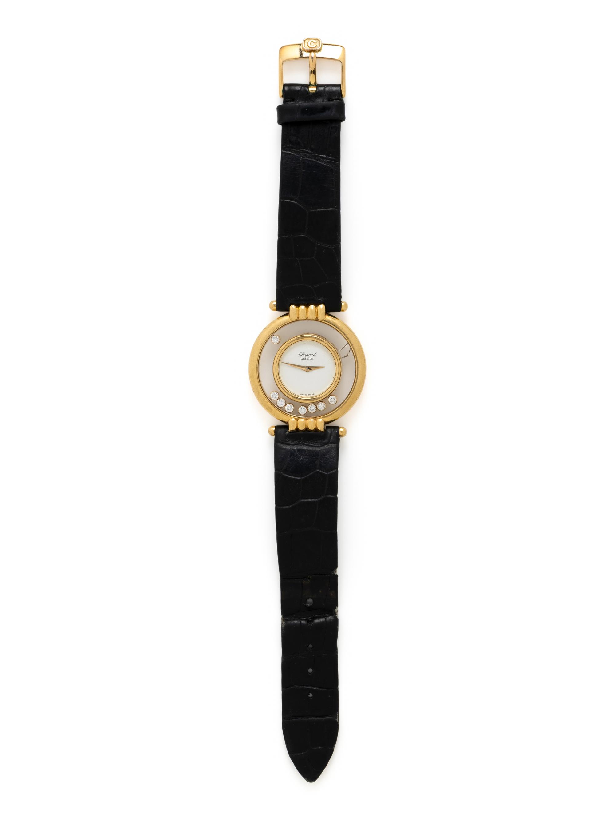 CHOPARD, YELLOW GOLD AND DIAMOND 'HAPPY DIAMONDS' WATCH