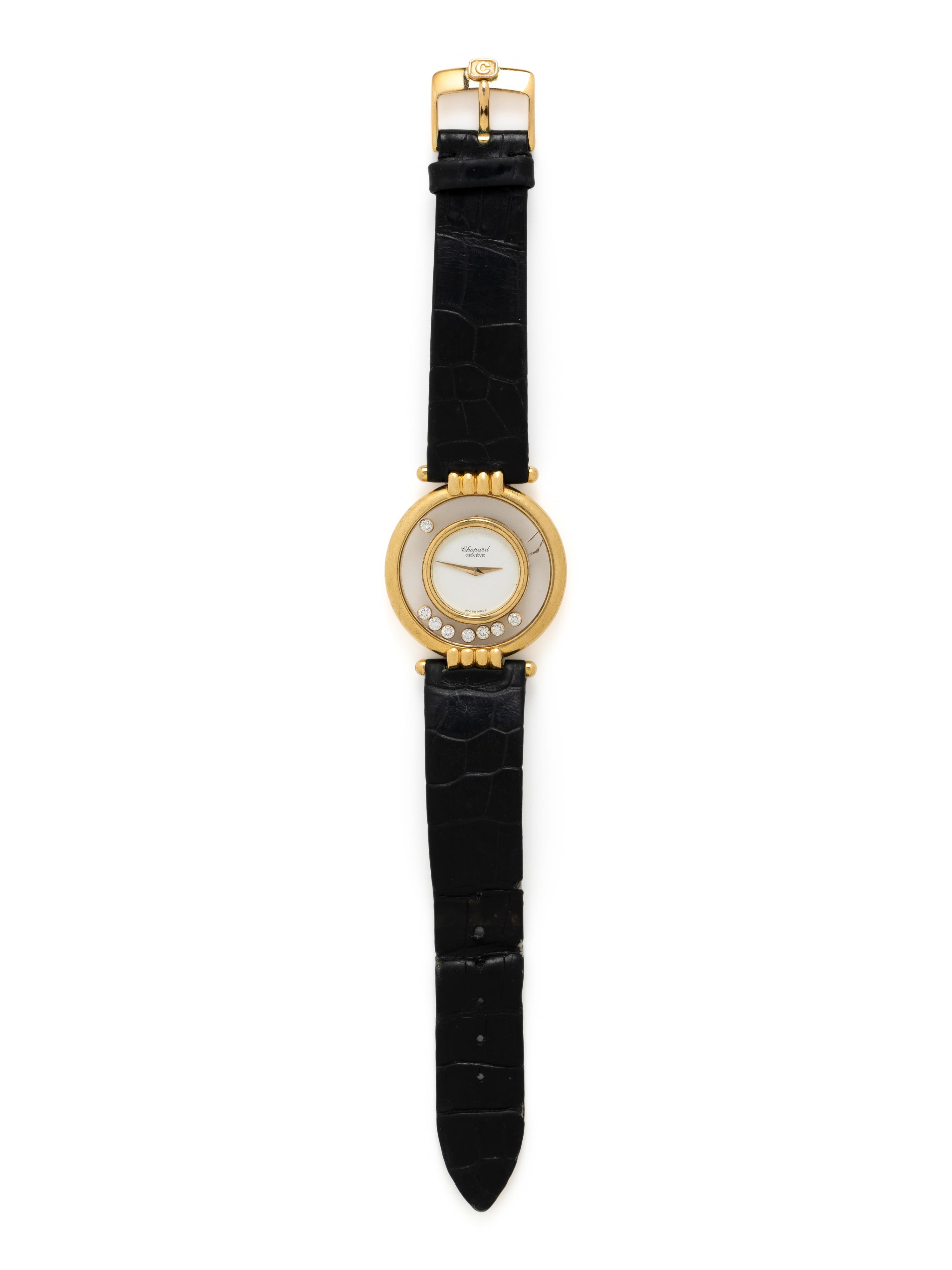 CHOPARD, YELLOW GOLD AND DIAMOND 'HAPPY DIAMONDS' WATCH