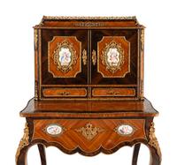 A Napoleon III Gilt Bronze and Porcelain Mounted Kingwood and Rosewood Bonheur du Jour
