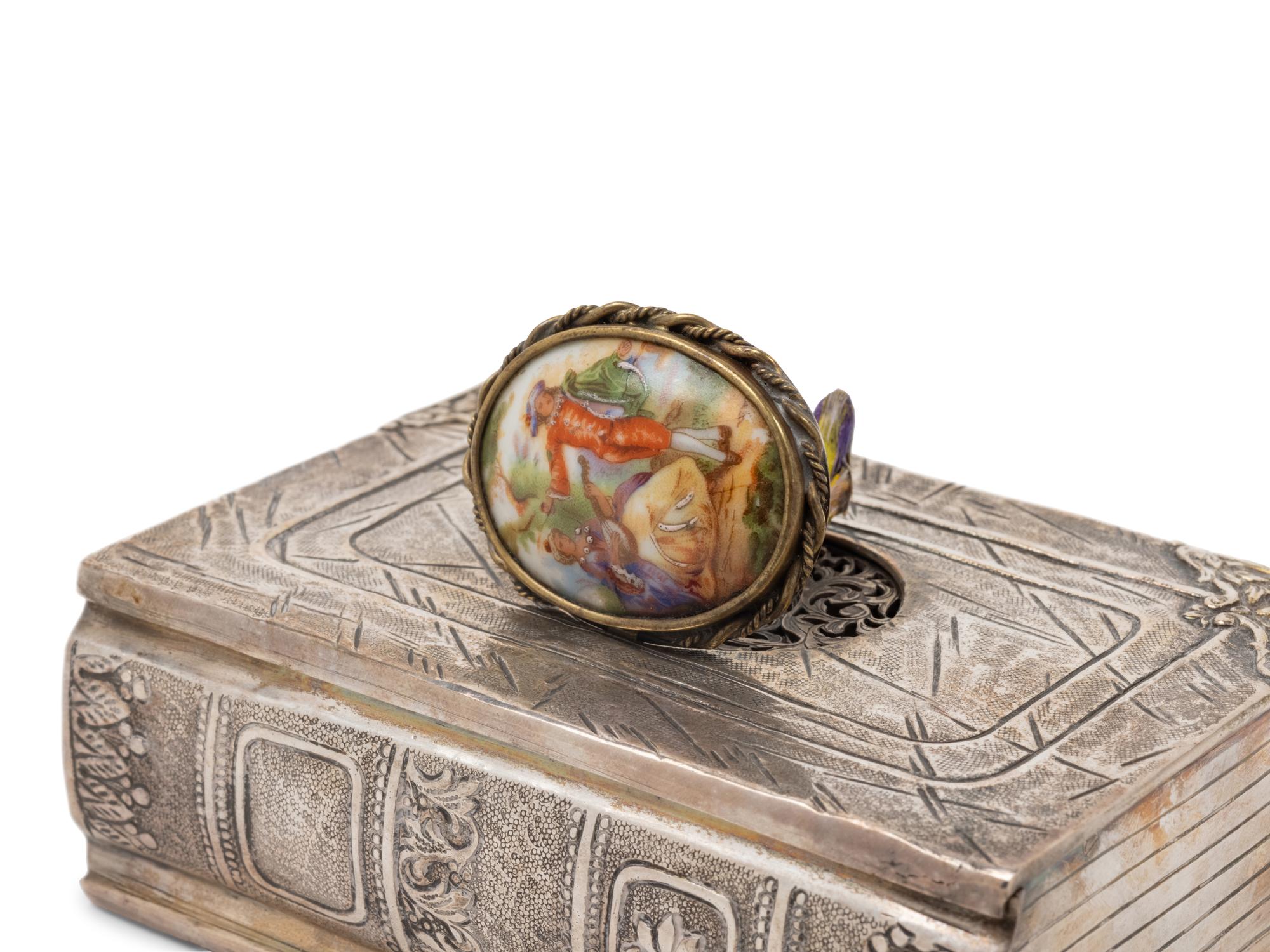 A German Silver Filigree Mounted Singing Bird Automaton Box
