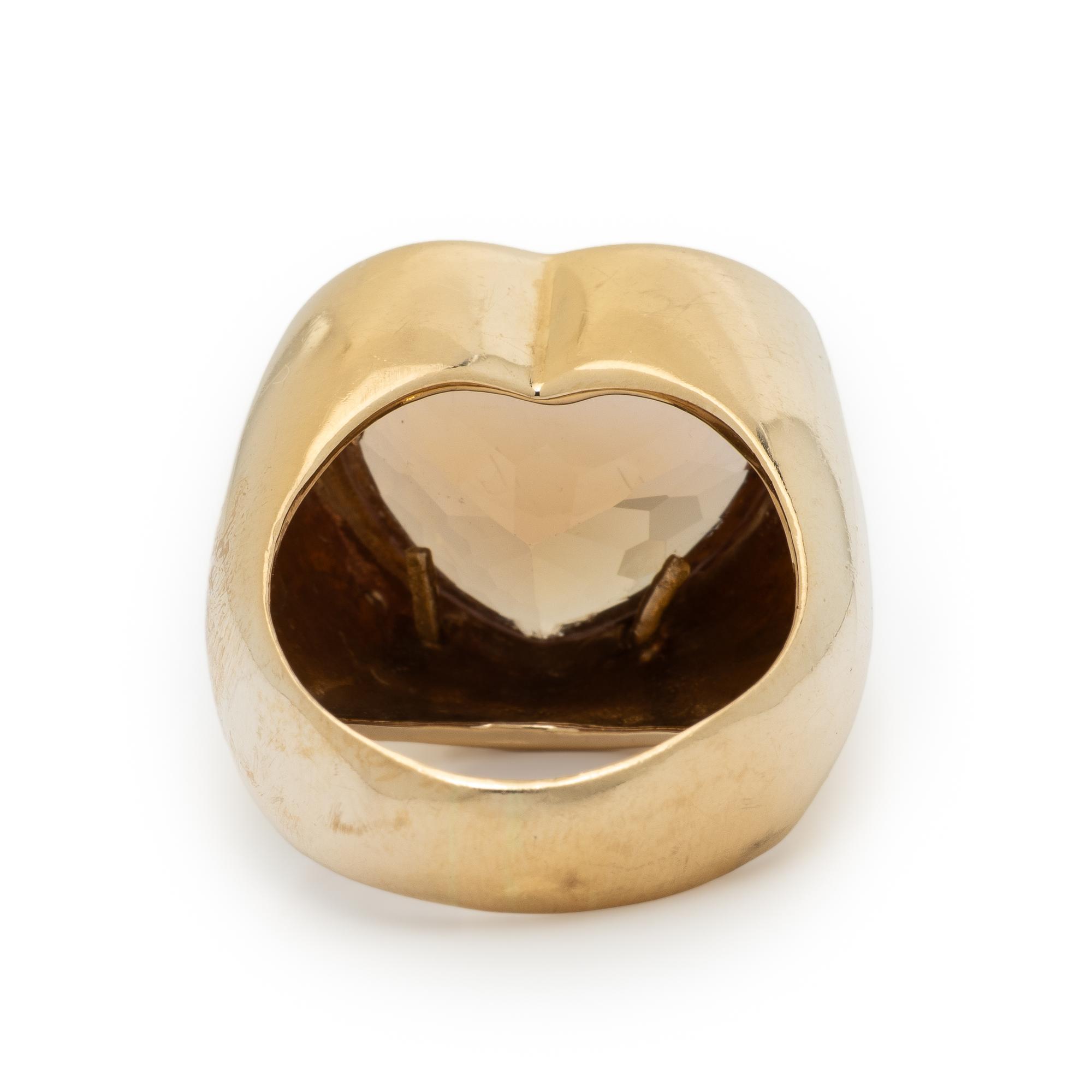 Smoky Quartz and Yellow Gold Heart Ring