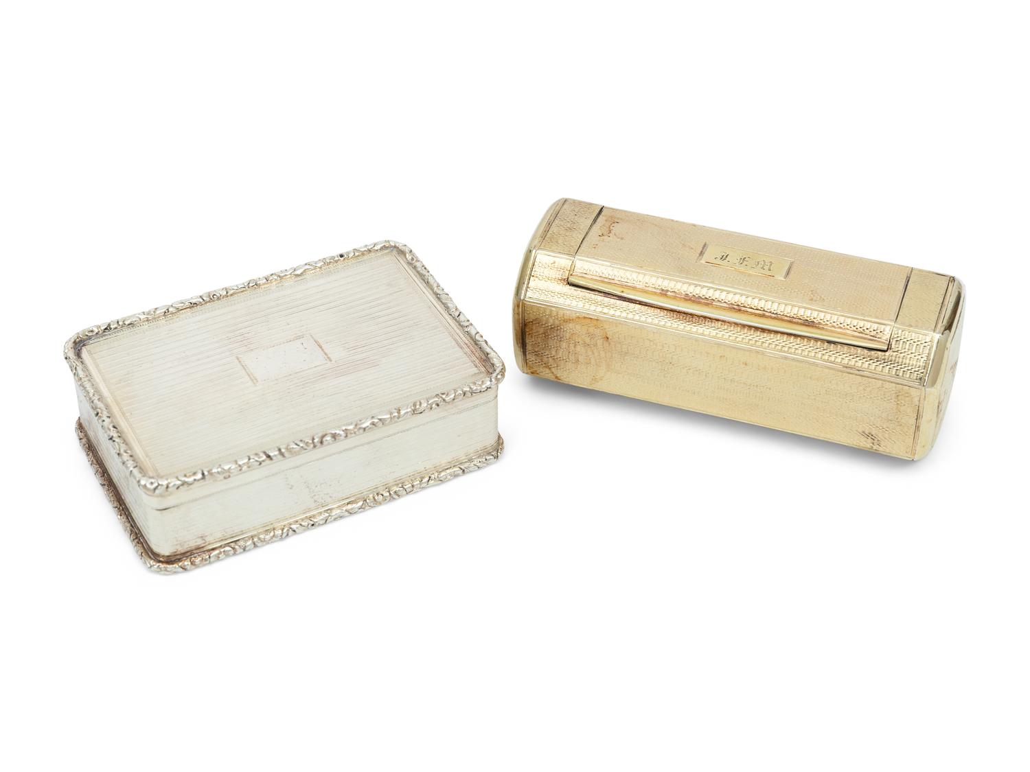 Two English Silver Snuff Boxes