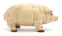A Collection of Three Metal Pigs Largest height 9 x length 17 1/2 inches.