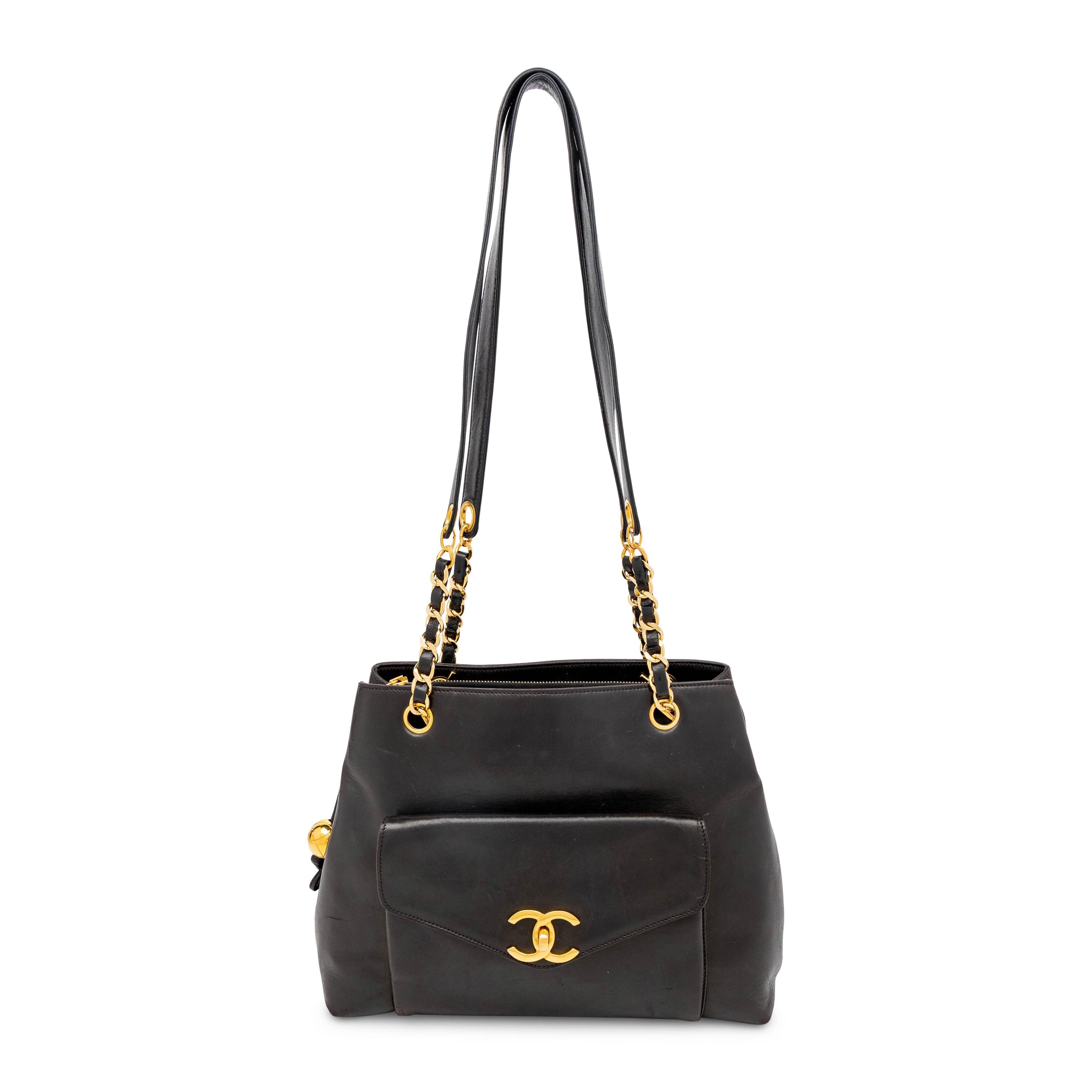 Chanel, Front Pocket Bag in Black Leather