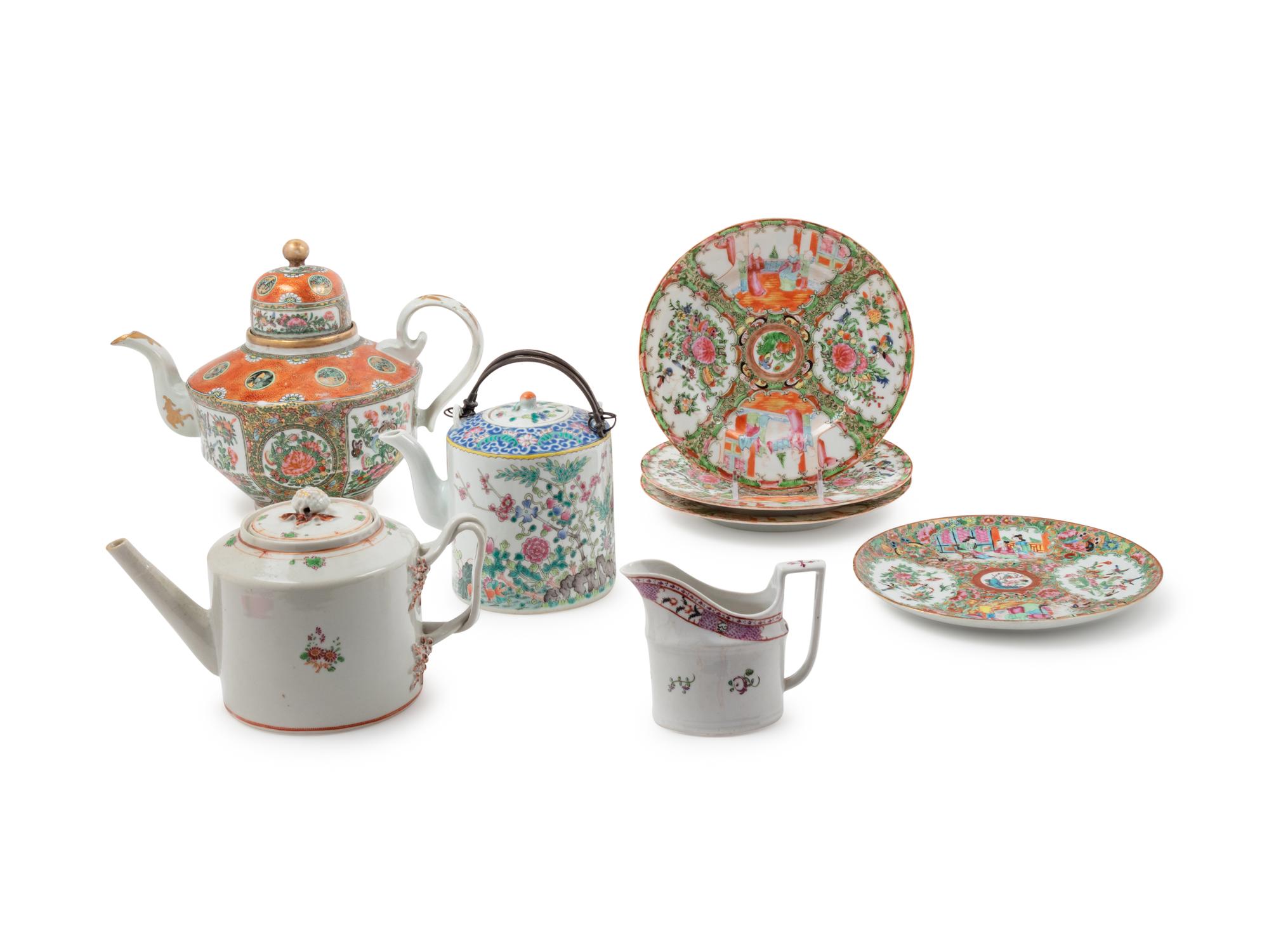 Eight Chinese Famille Rose Porcelain Articles