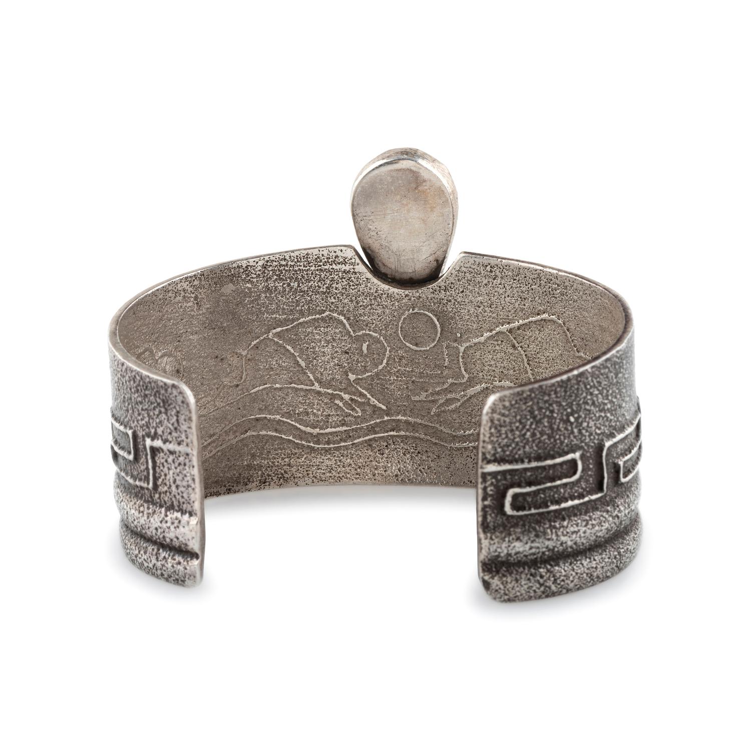 Tufa Cast Silver Cuff Bracelet, with Turquoise